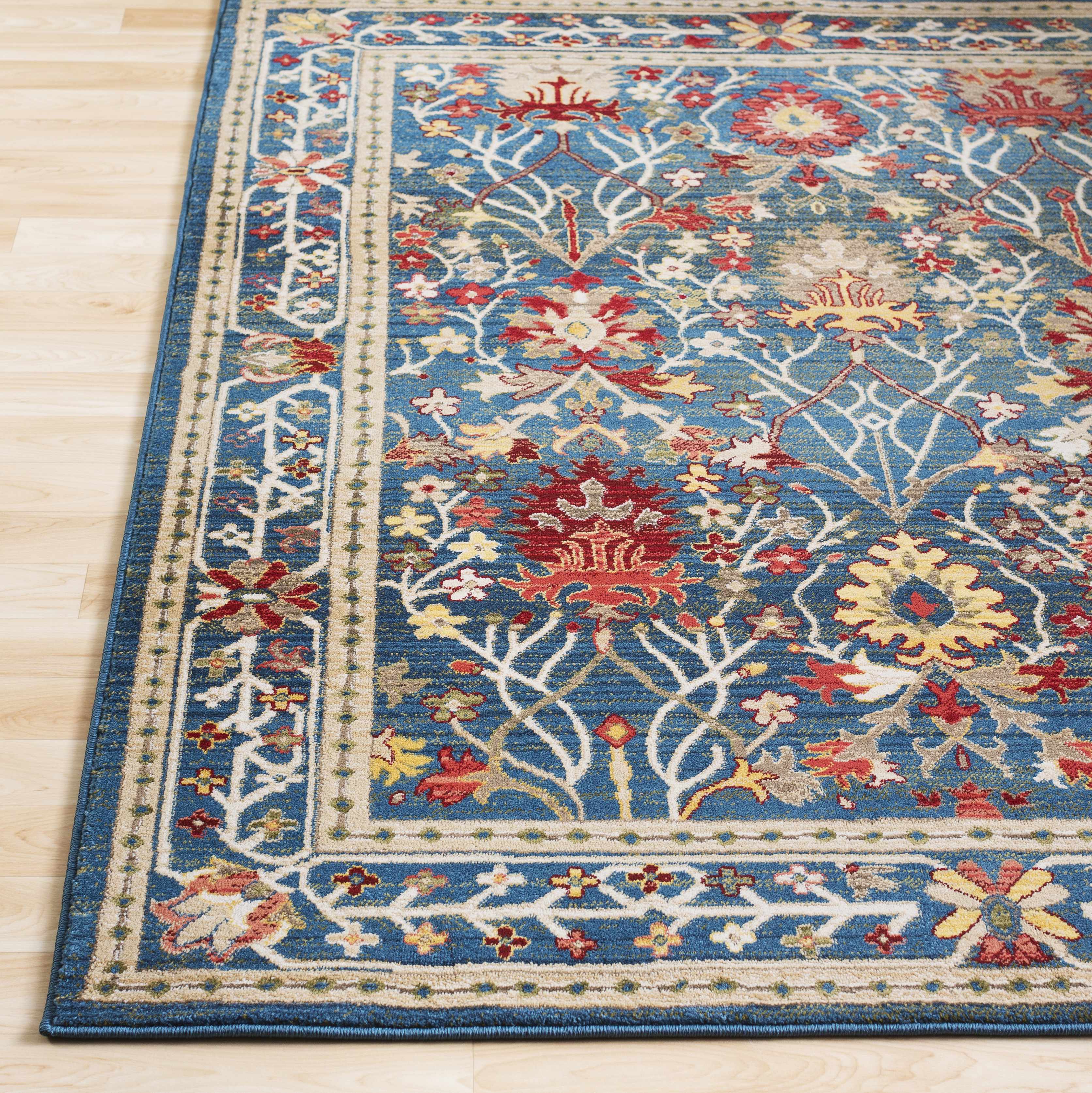 Neola Navy Blue Damask Area Rug - Image 17