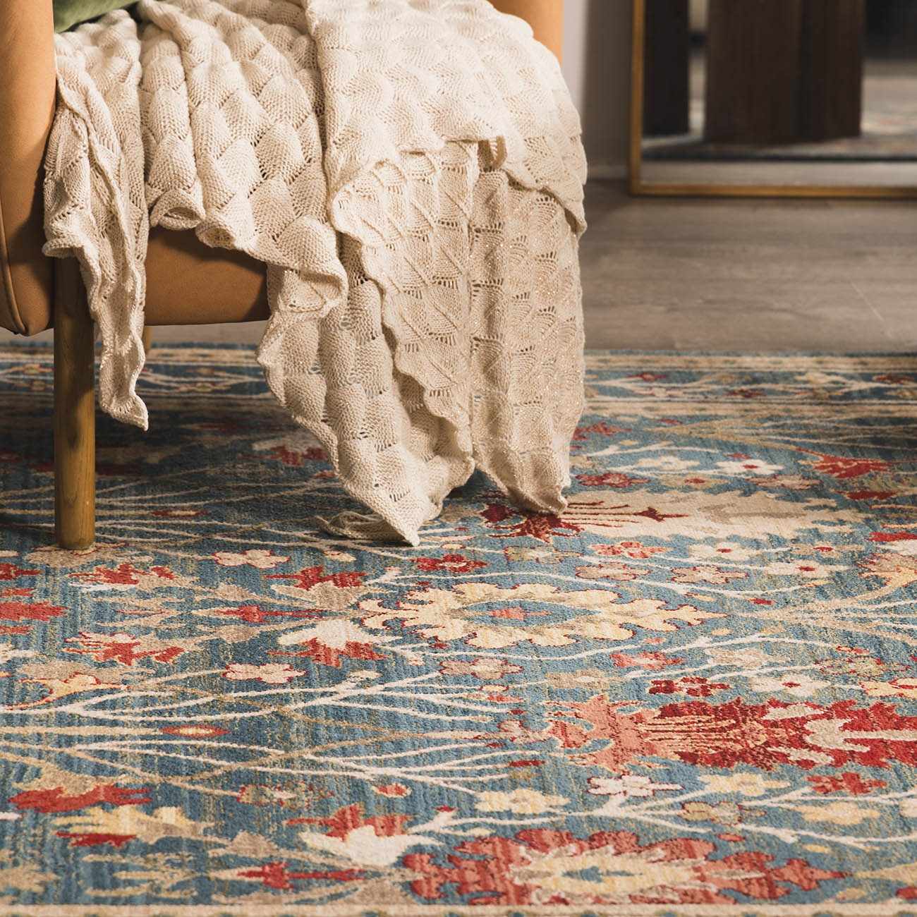 Neola Navy Blue Damask Area Rug - Image 3