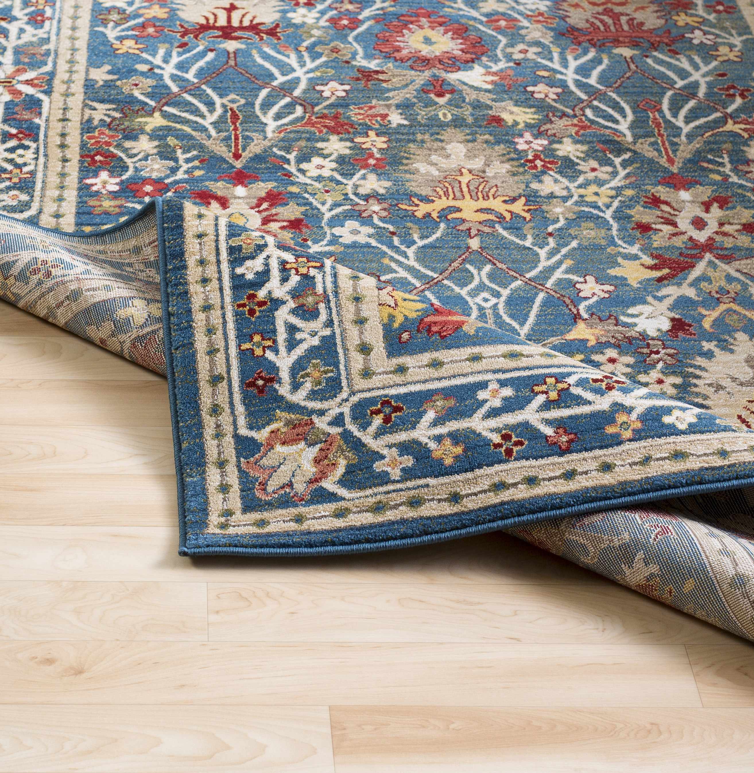 Neola Navy Blue Damask Area Rug - Image 6