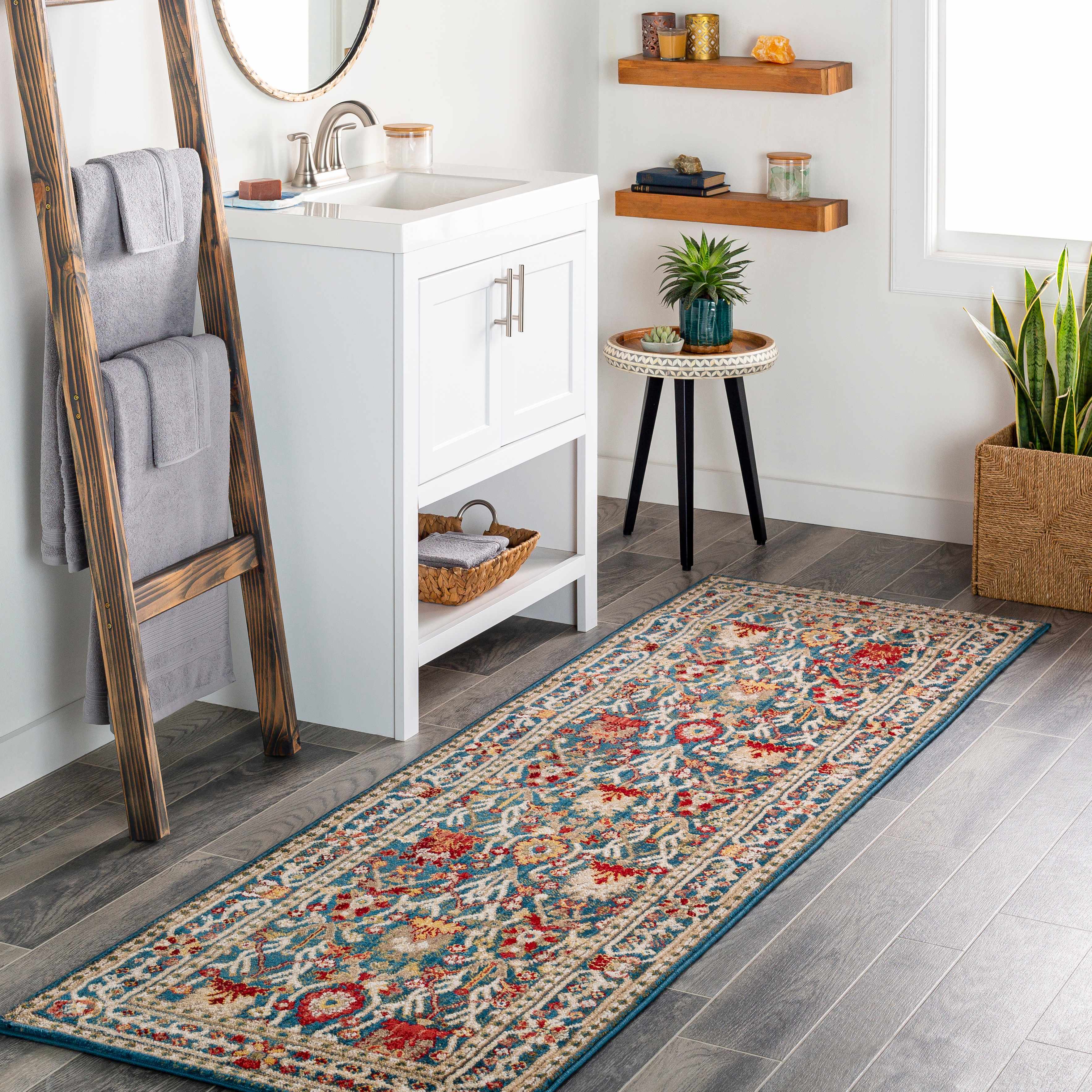 Neola Navy Blue Damask Area Rug - Image 9