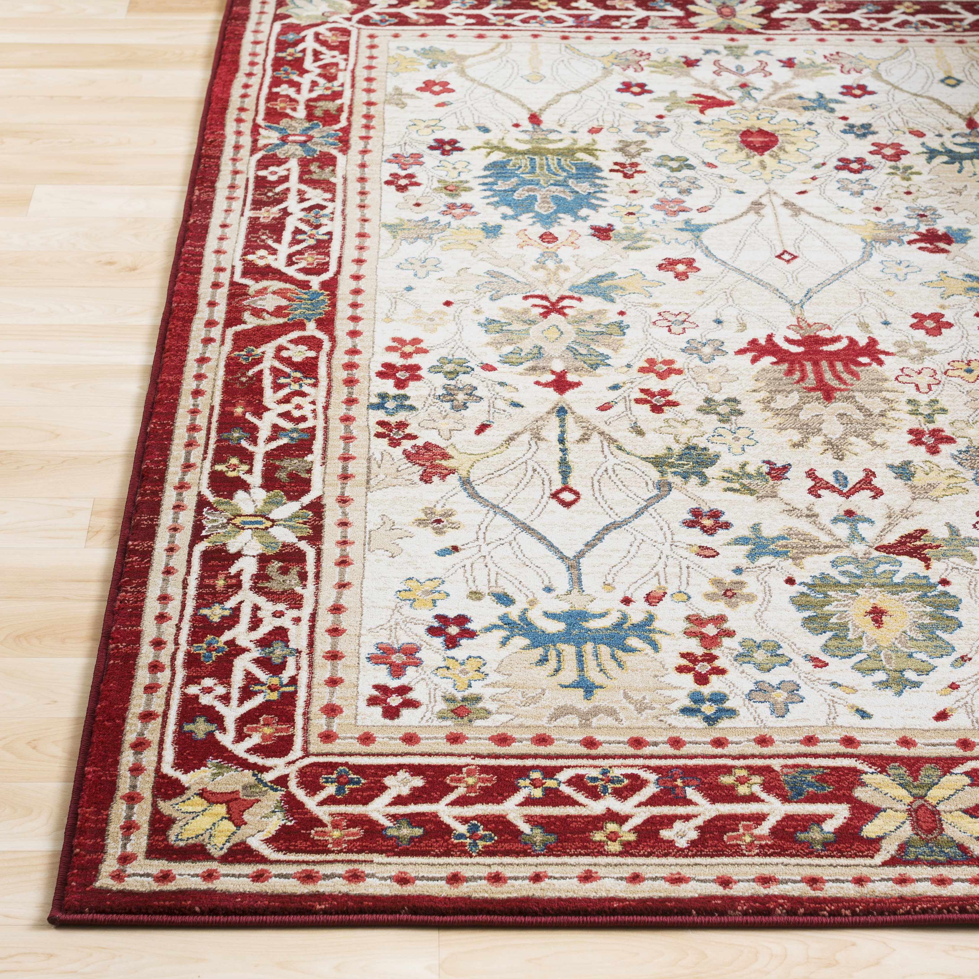 Neola White/Red Damask Area Rug - Image 4