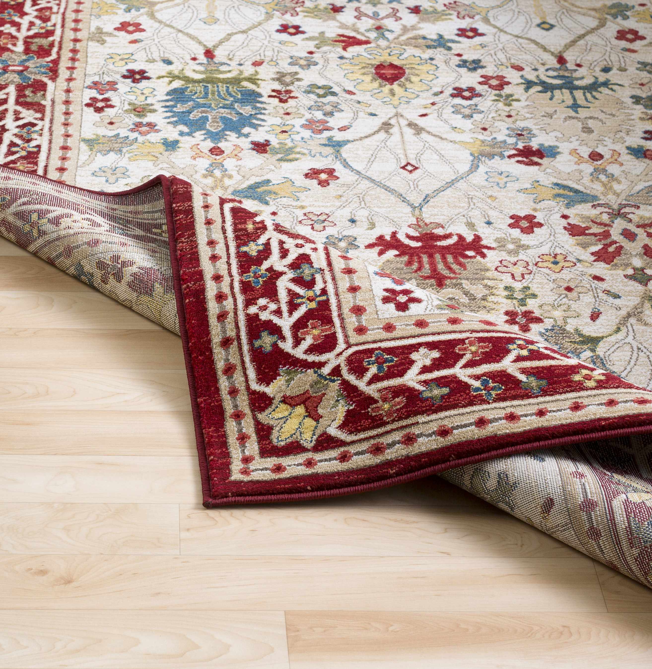Neola White/Red Damask Area Rug - Image 5