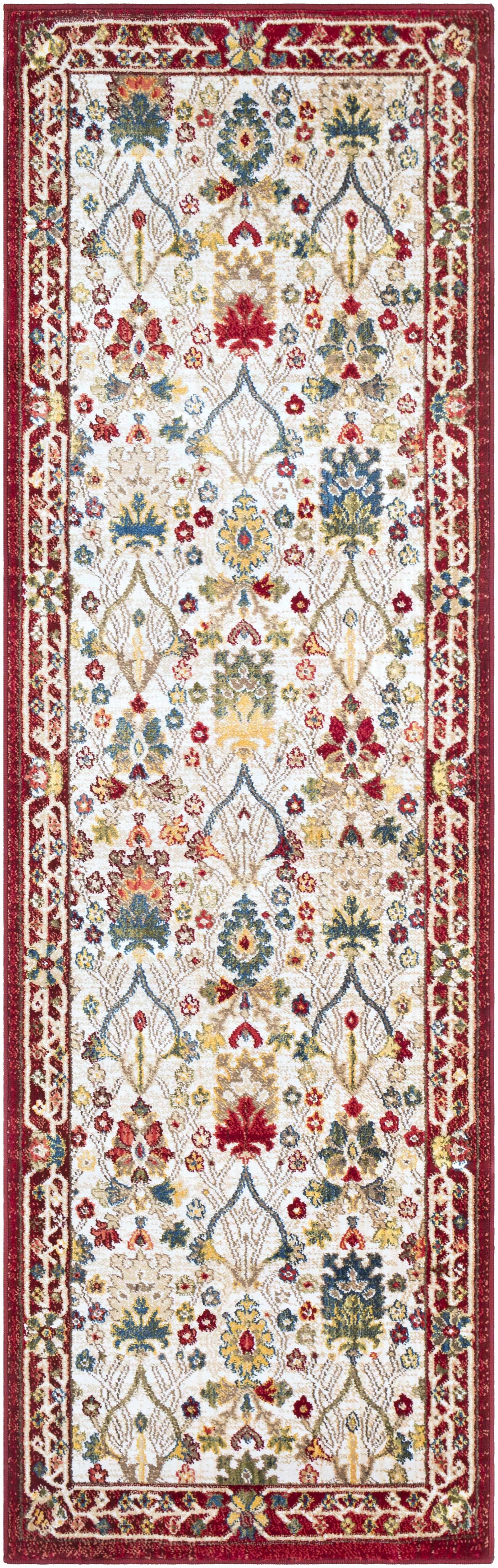Neola White/Red Damask Area Rug - Image 6