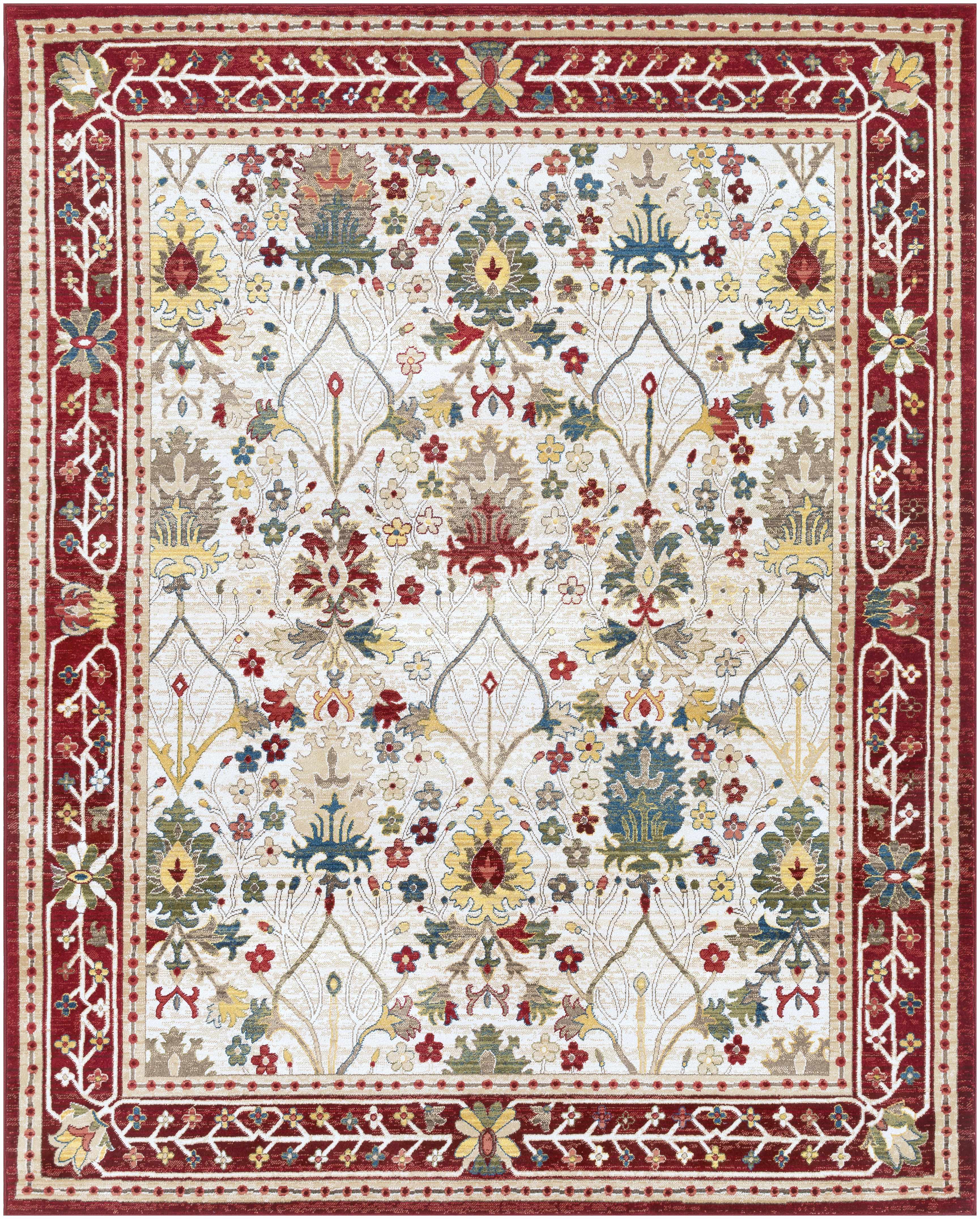 Neola White/Red Damask Area Rug - Image 9