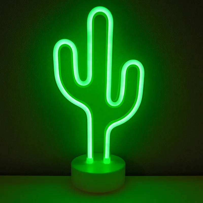 Neon Night Light USB Battery Table Lamp Flamingo Cactus Room Decor for Bedroom - Image 11