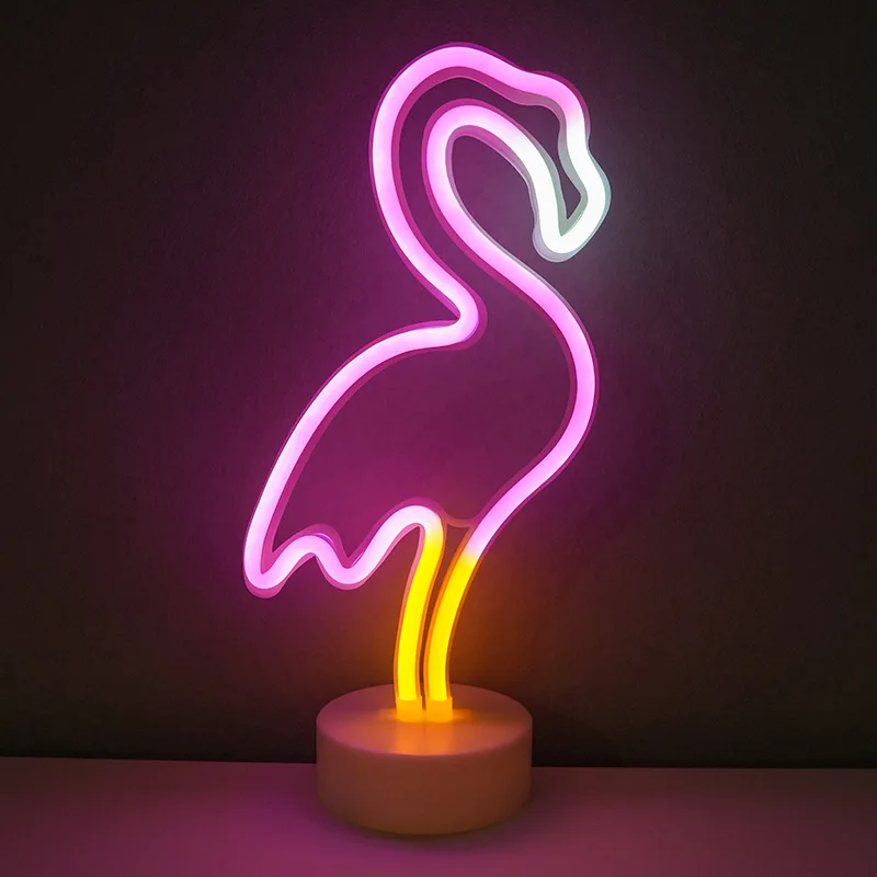 Neon Night Light USB Battery Table Lamp Flamingo Cactus Room Decor for Bedroom - Image 12