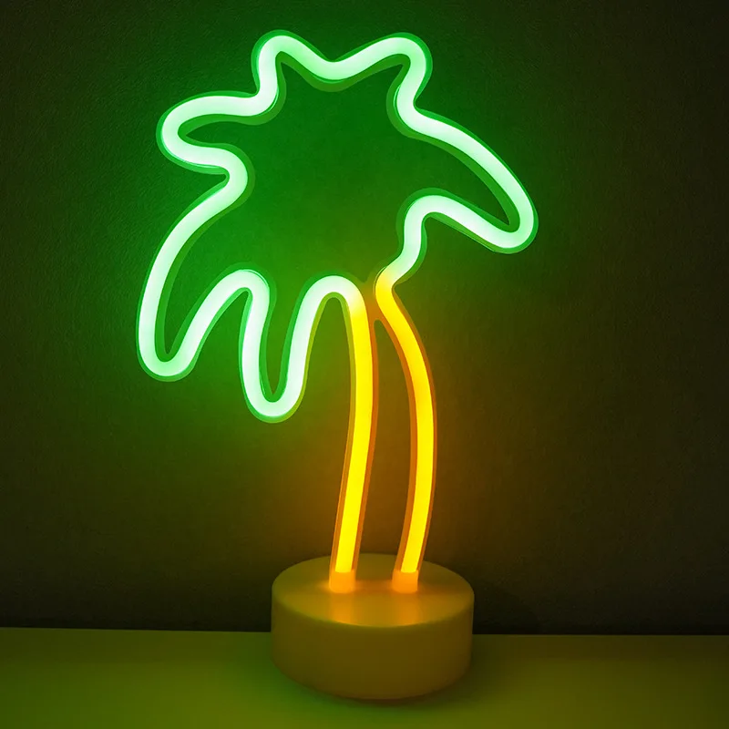 Neon Night Light USB Battery Table Lamp Flamingo Cactus Room Decor for Bedroom - Image 13