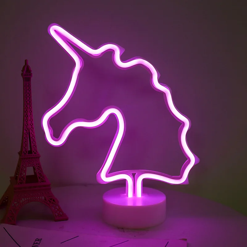 Neon Night Light USB Battery Table Lamp Flamingo Cactus Room Decor for Bedroom - Image 15