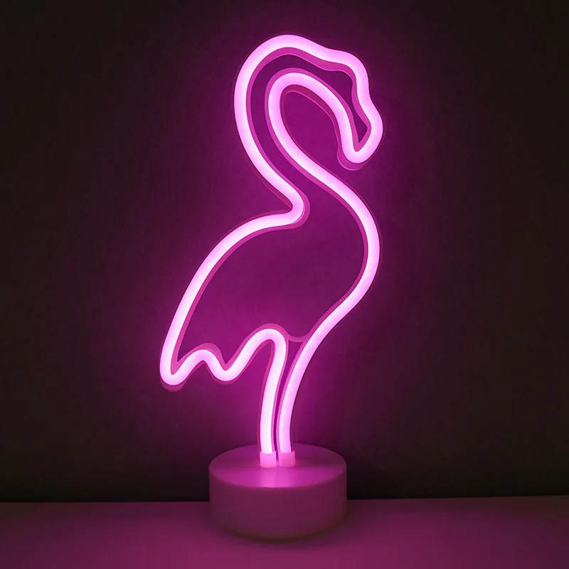 Neon Night Light USB Battery Table Lamp Flamingo Cactus Room Decor for Bedroom - Image 16