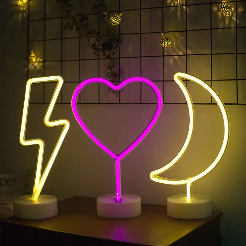 Neon Night Light USB Battery Table Lamp Flamingo Cactus Room Decor for Bedroom - Image 2