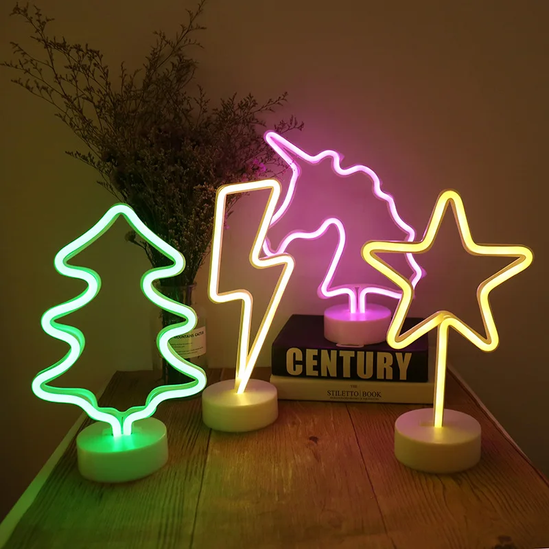 Neon Night Light USB Battery Table Lamp Flamingo Cactus Room Decor for Bedroom - Image 9