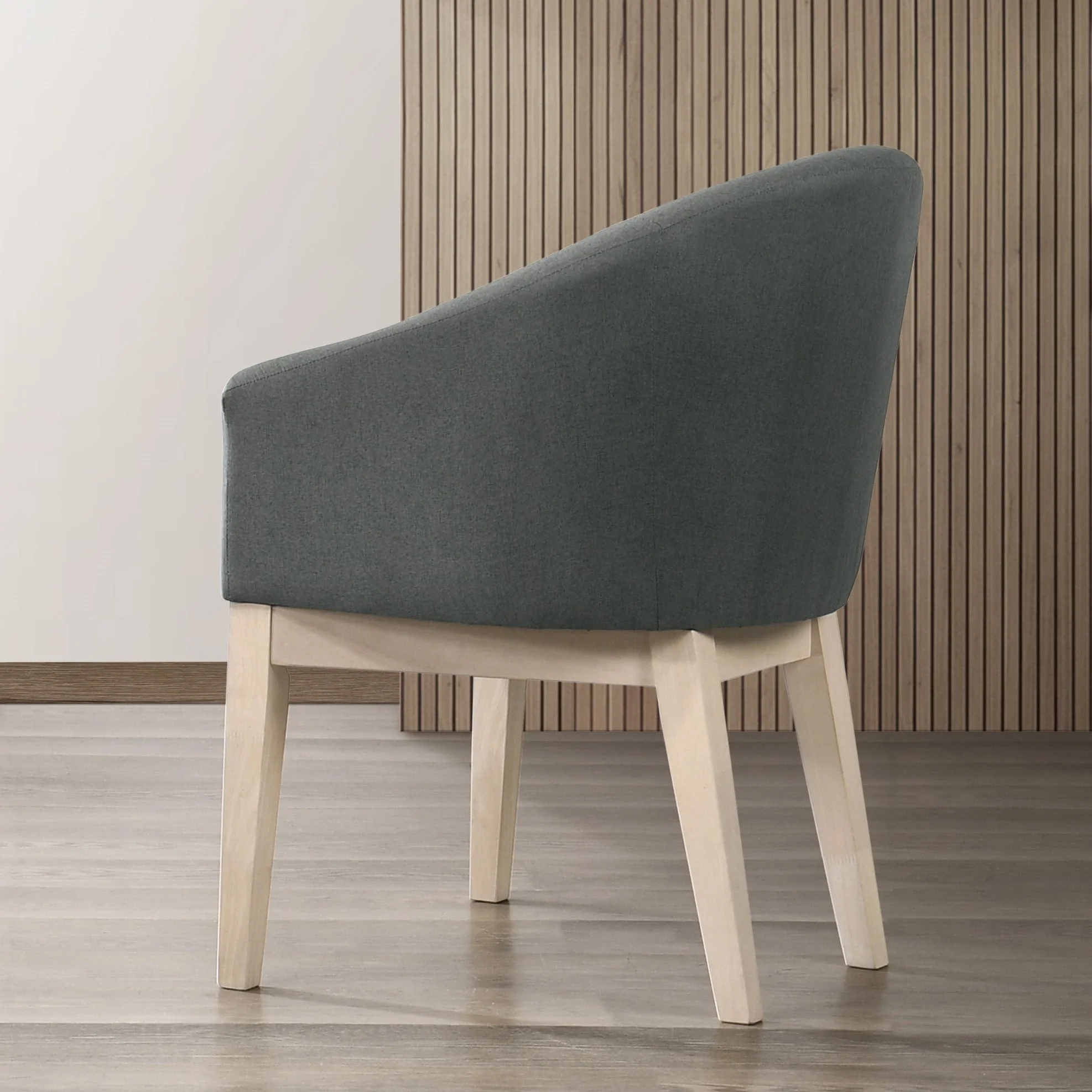 Neroli Set of 2 Gray Fabric 23' Barrel Accent Chairs - Image 3