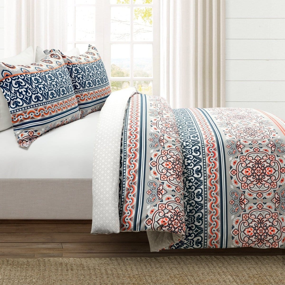 Nesco Stripe Cotton Duvet Cover 3 Piece Set - Image 2