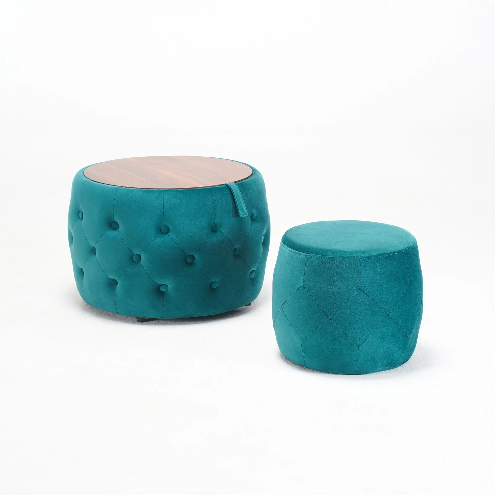 Nesting Ottomans 2 Piece With Tray, 4 In 1 Function - Image 2