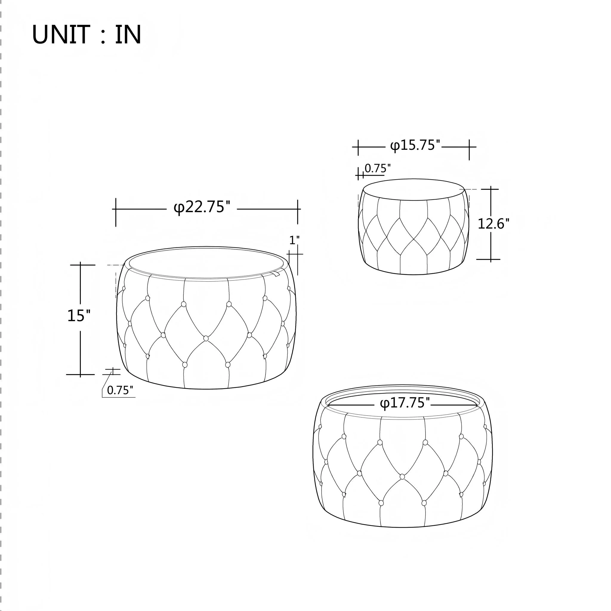 Nesting Ottomans 2 Piece With Tray, 4 In 1 Function - Image 6