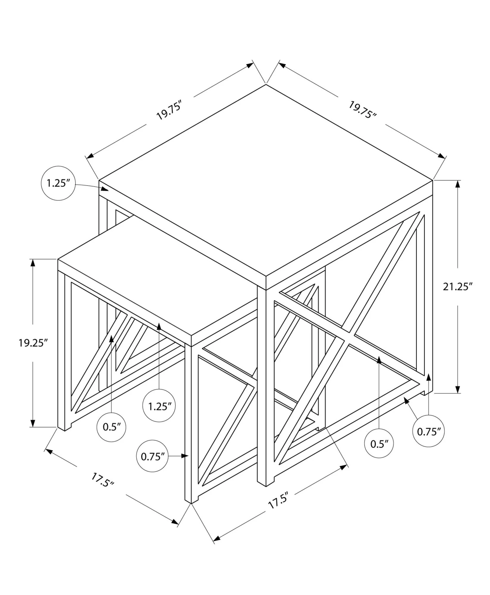 Nesting Table, Accent, Contemporary & Modern (Set of 2) - Image 4