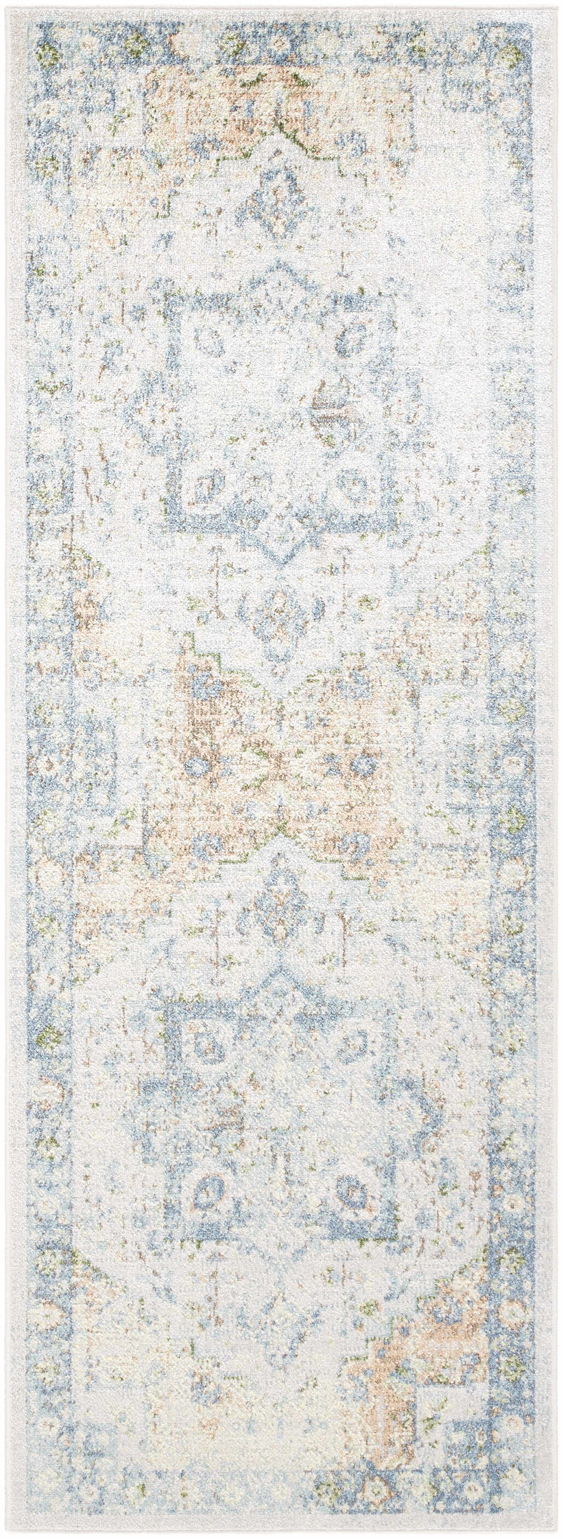 Neta Orange & Light Blue Washable Area Rug - Image 3