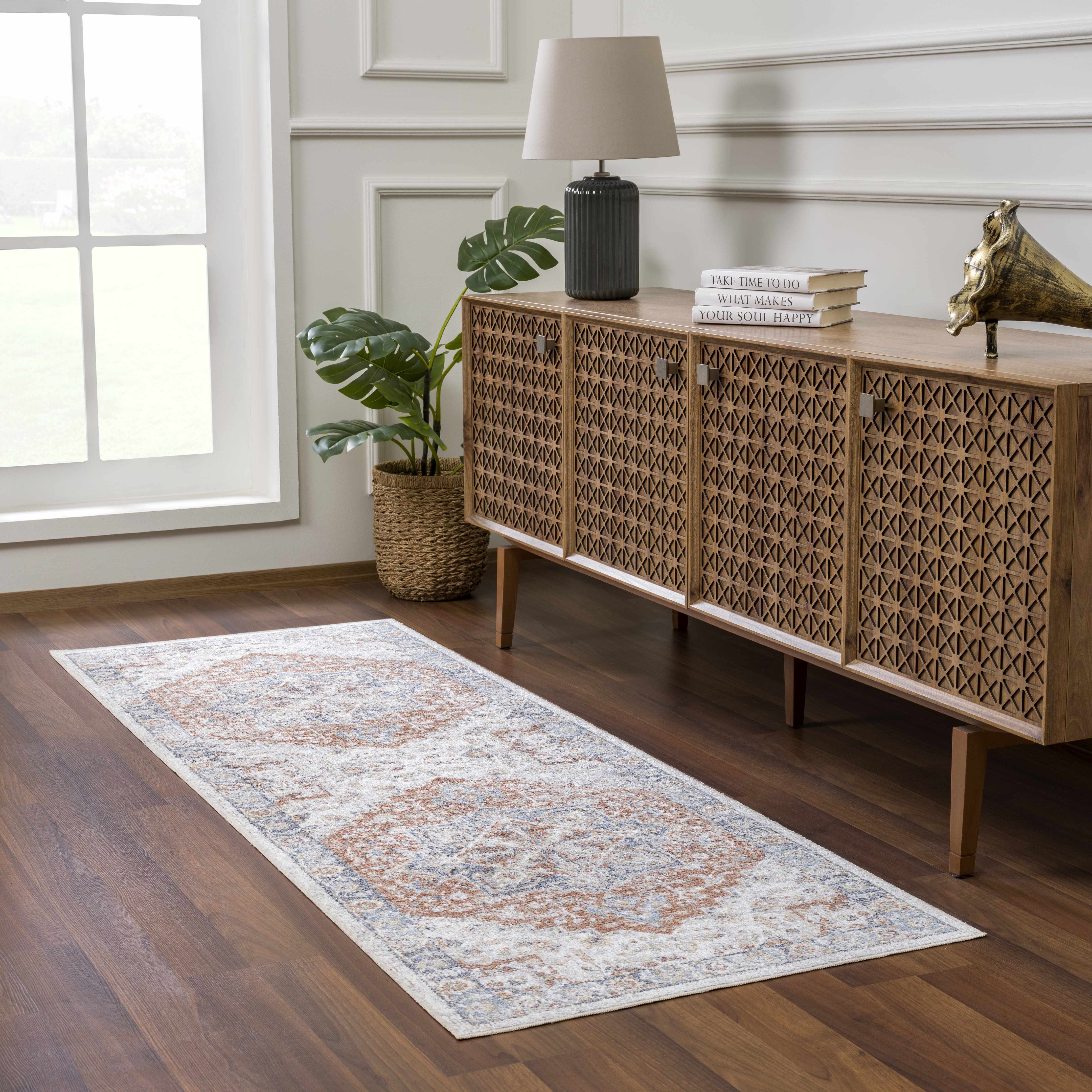 Neta Red & Blue Flat Pile Washable Rug - Image 3