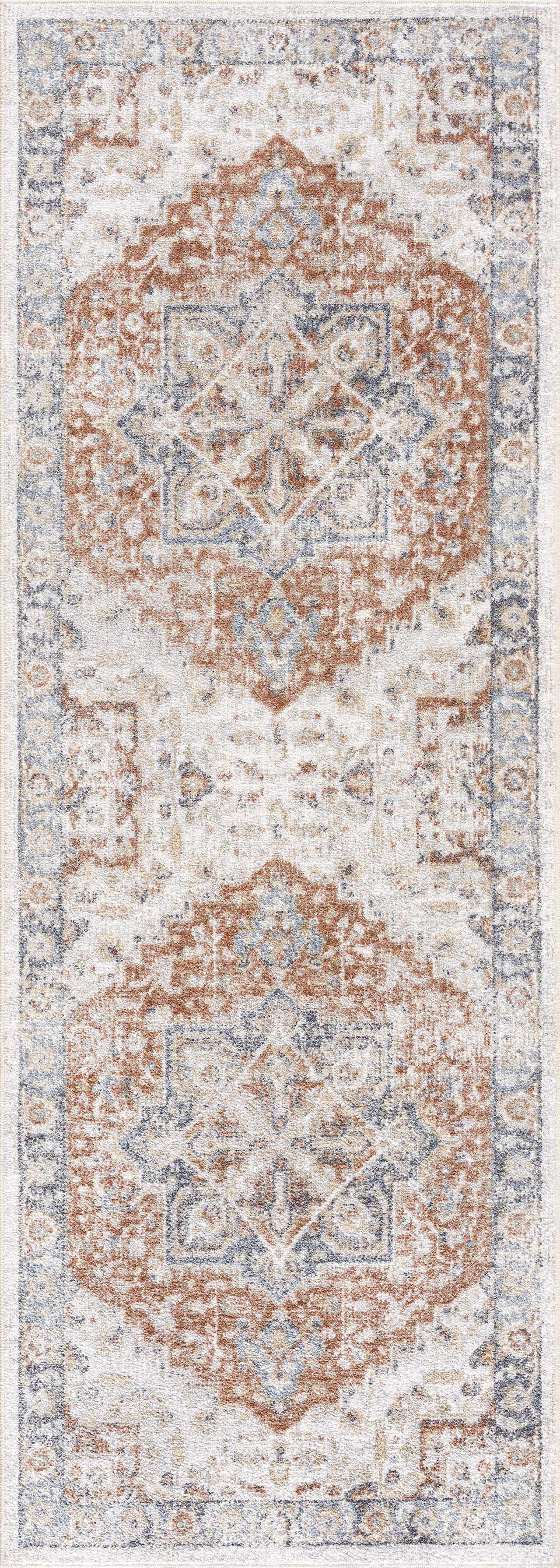 Neta Red & Blue Flat Pile Washable Rug - Image 7