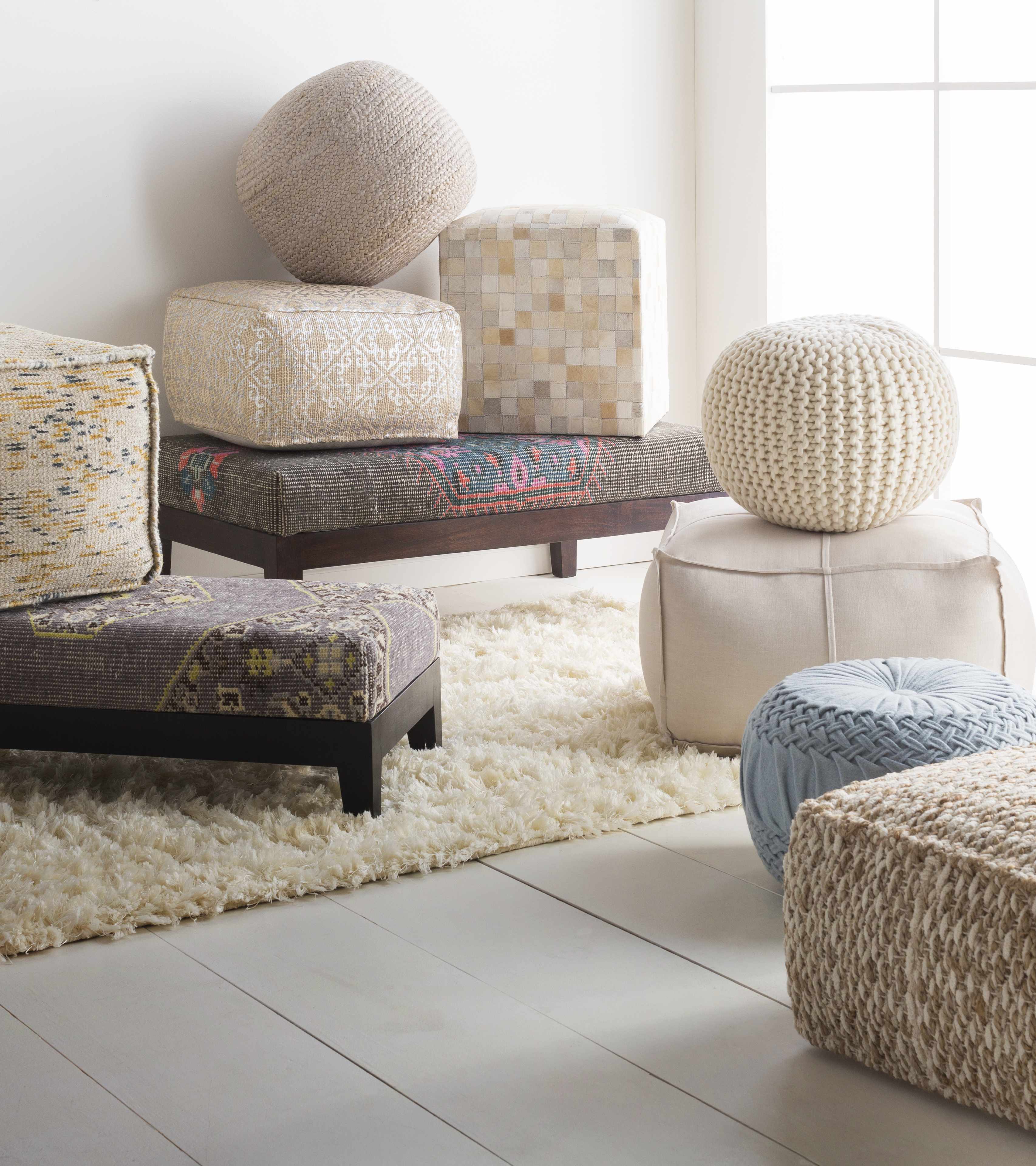 Netcong Tan Jute Pouf - Image 4