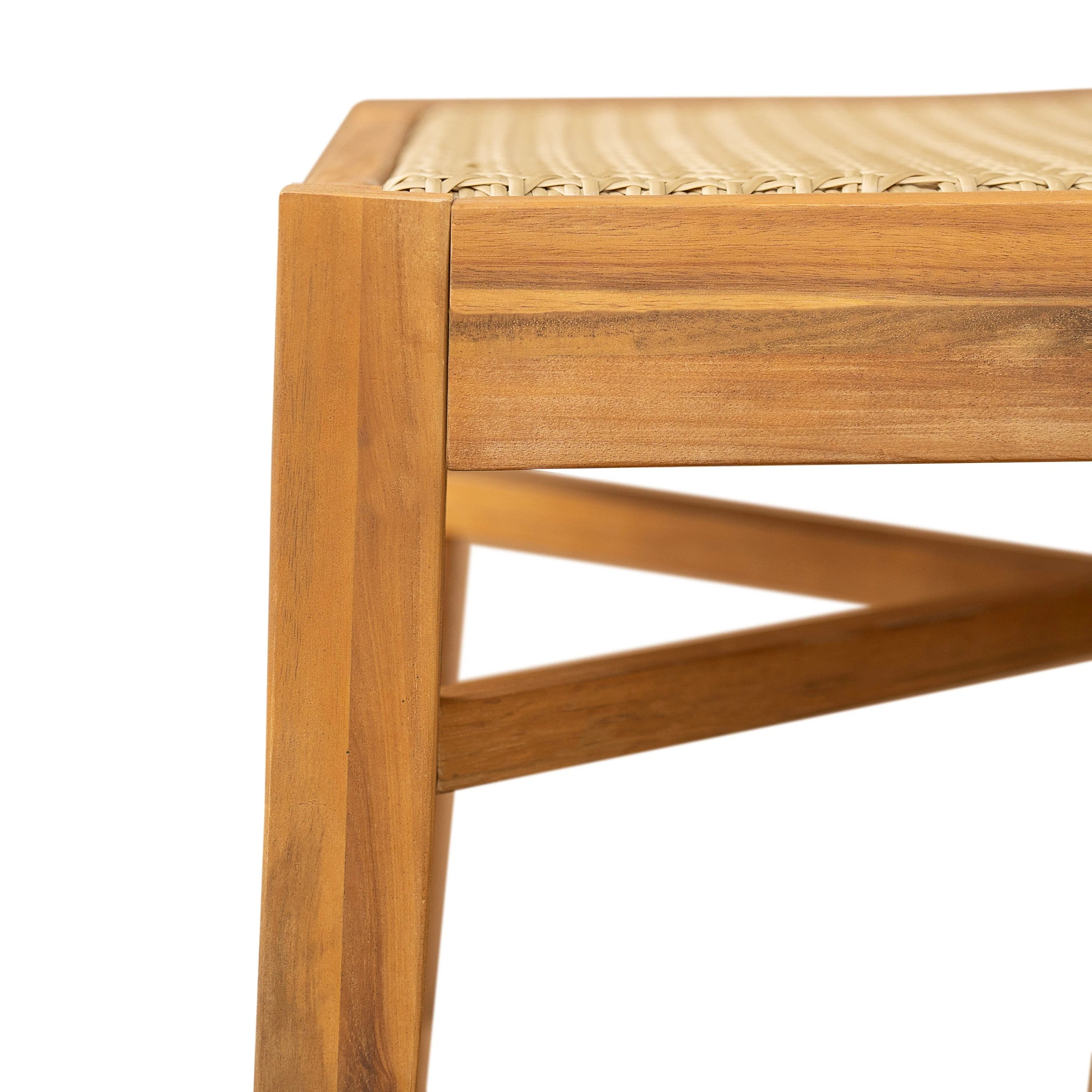 Netro Acacia Wood Dining Chair with Light Brown Wicker - Image 14