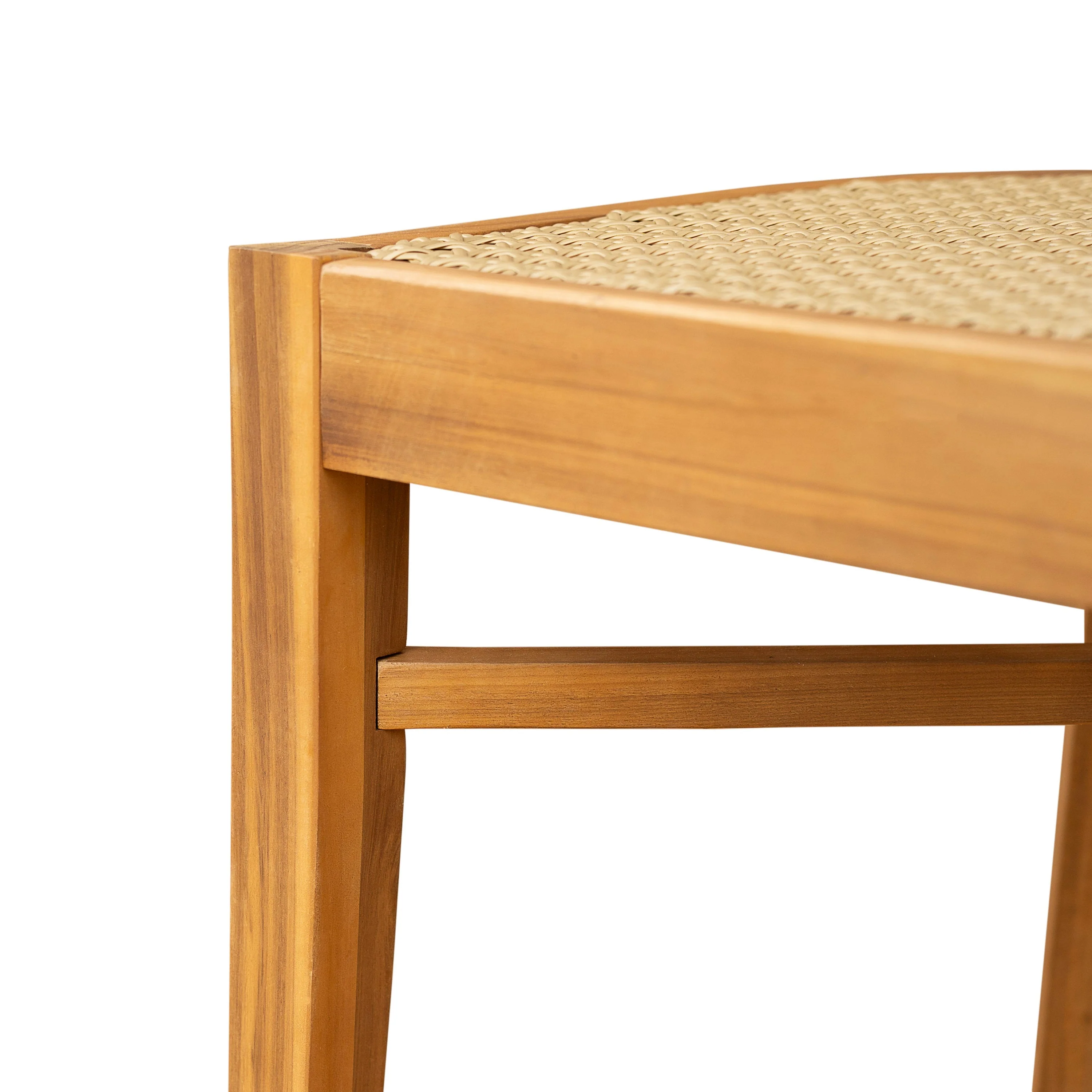 Netro Acacia Wood Dining Chair with Light Brown Wicker - Image 16