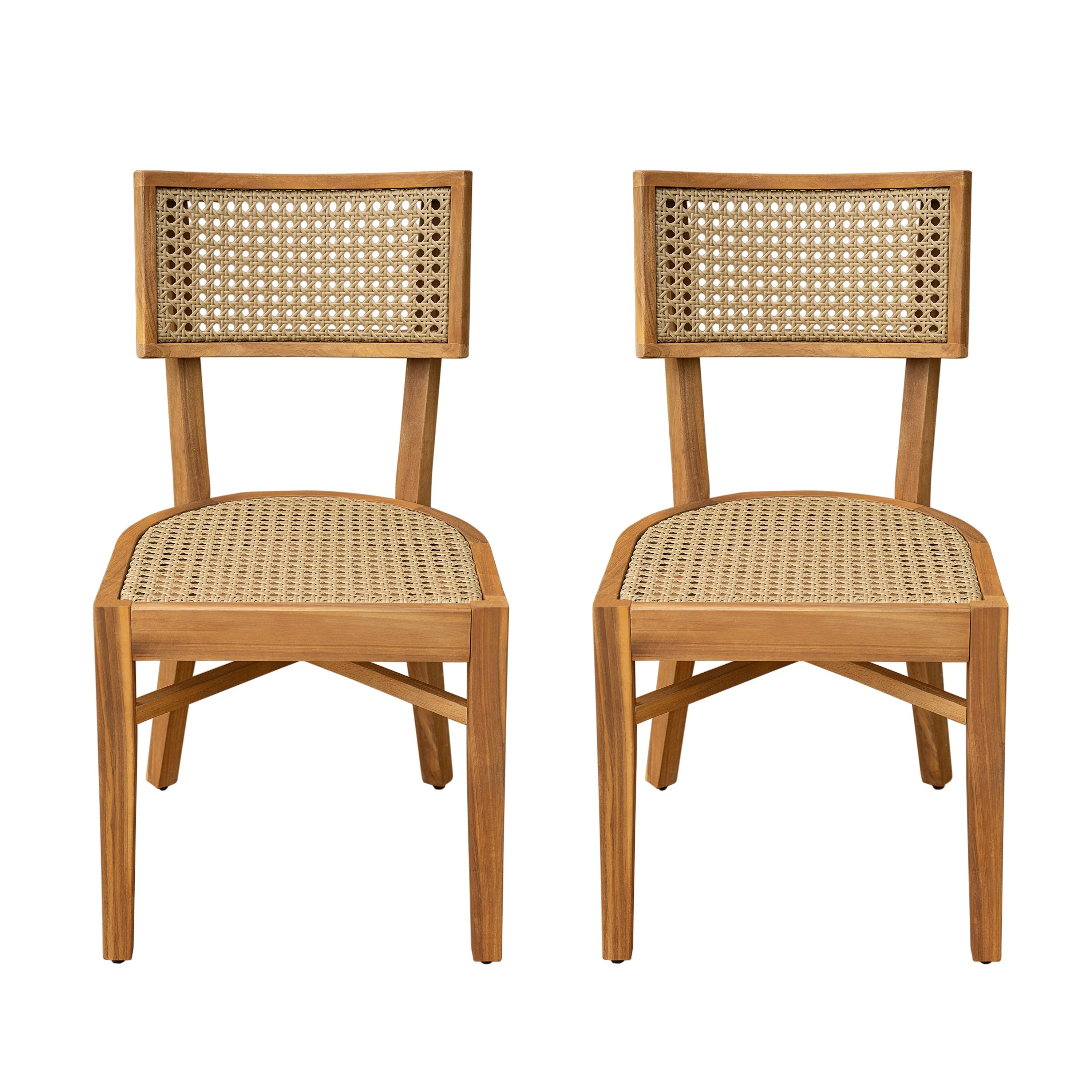 Netro Acacia Wood Dining Chair with Light Brown Wicker - Image 3