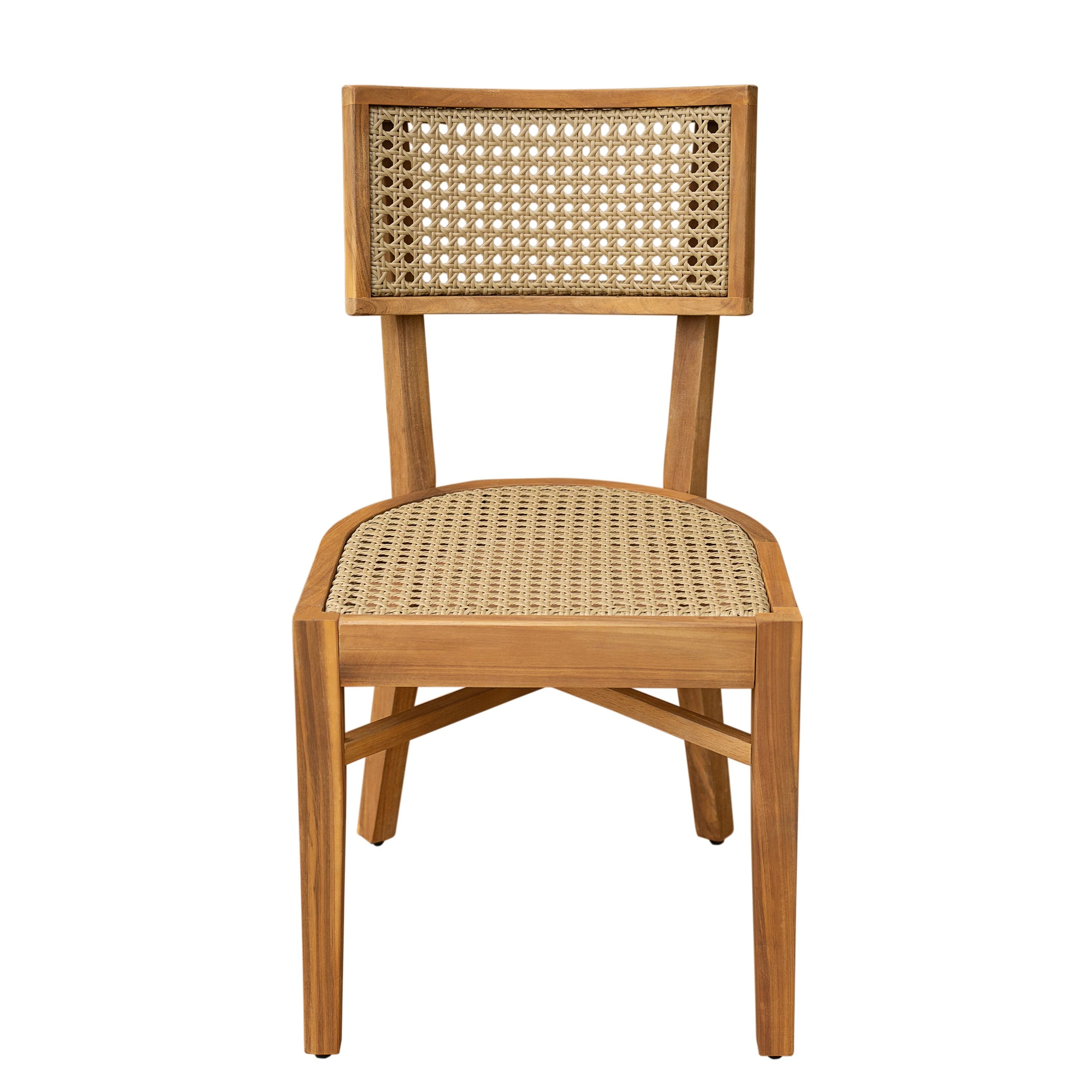 Netro Acacia Wood Dining Chair with Light Brown Wicker - Image 5