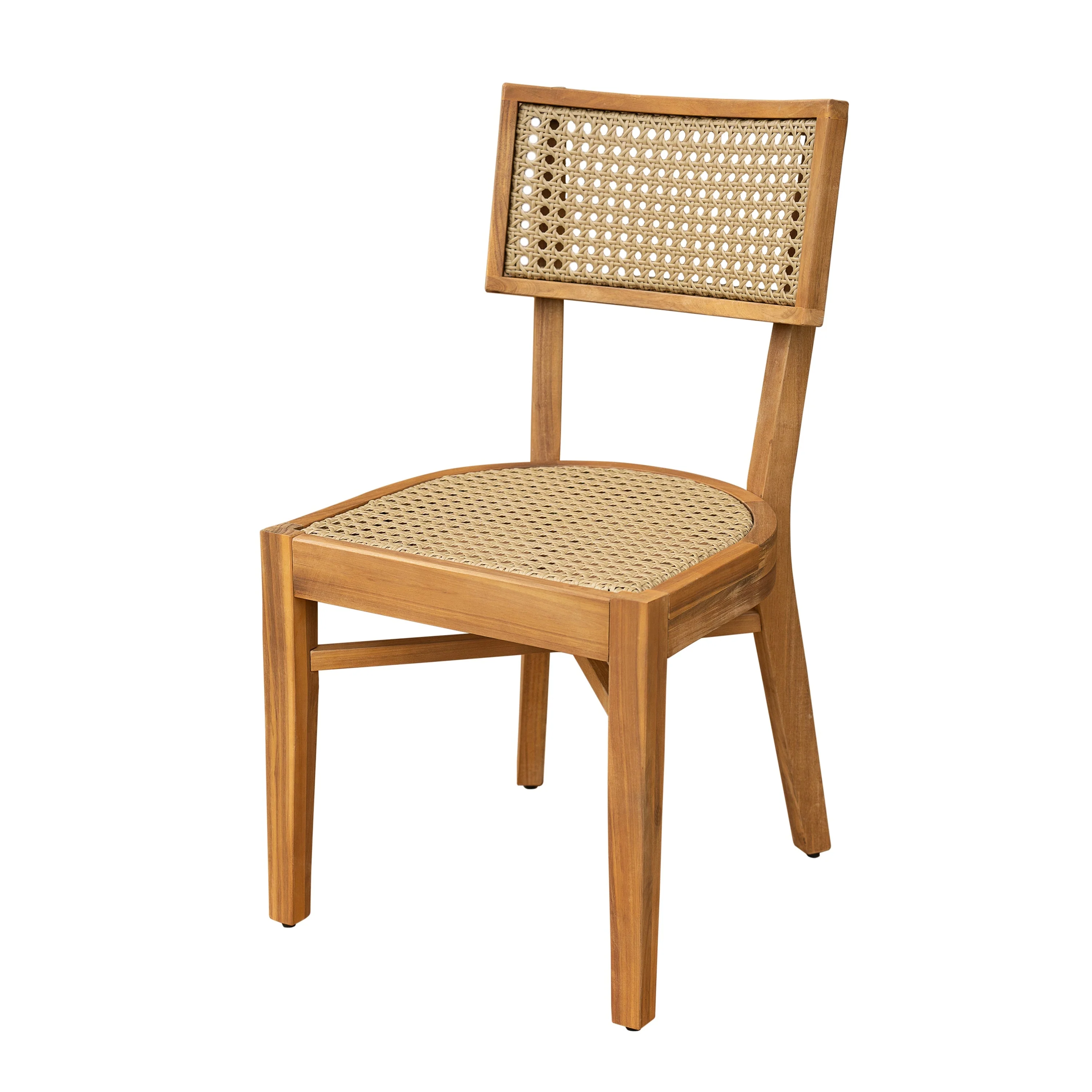 Netro Acacia Wood Dining Chair with Light Brown Wicker - Image 6