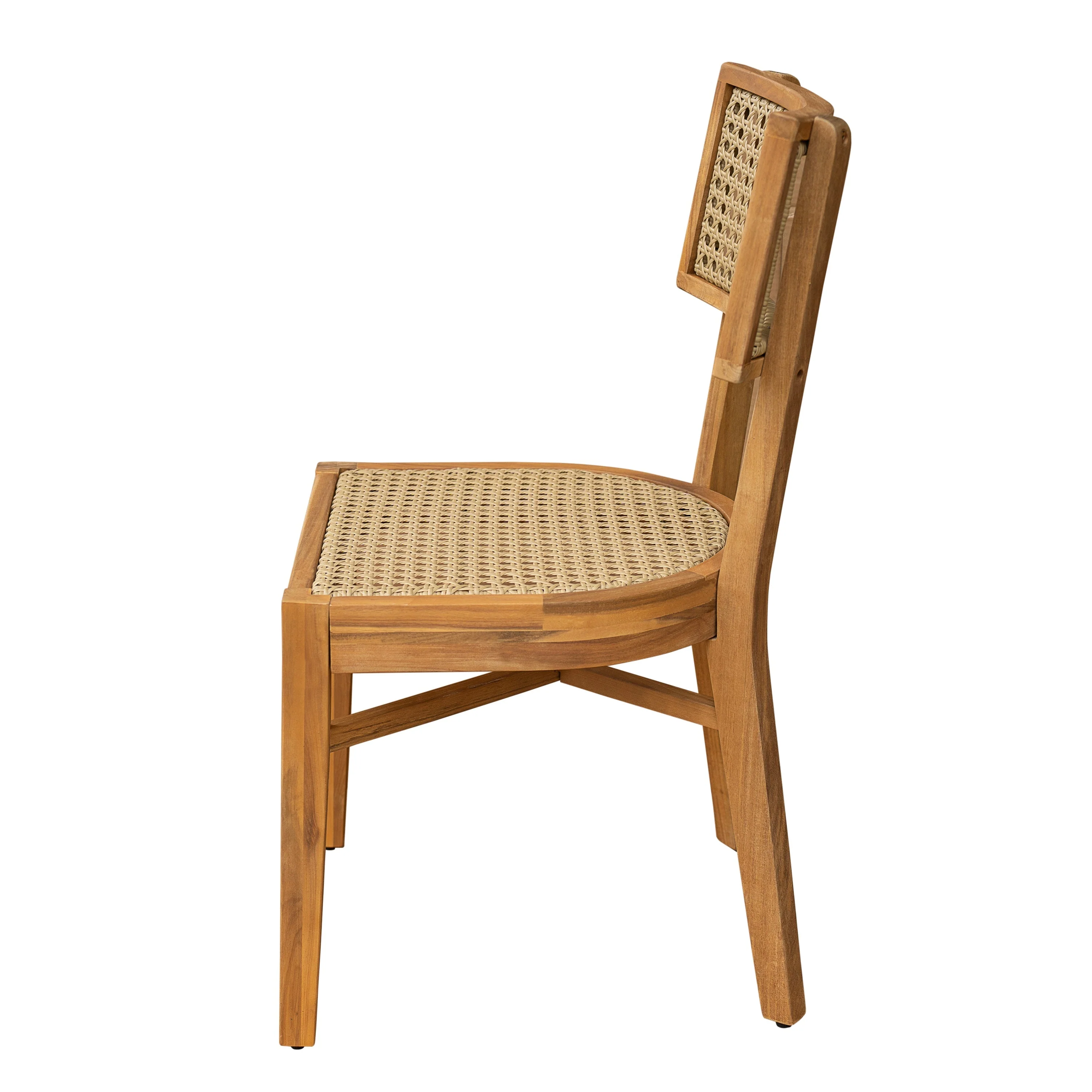 Netro Acacia Wood Dining Chair with Light Brown Wicker - Image 7