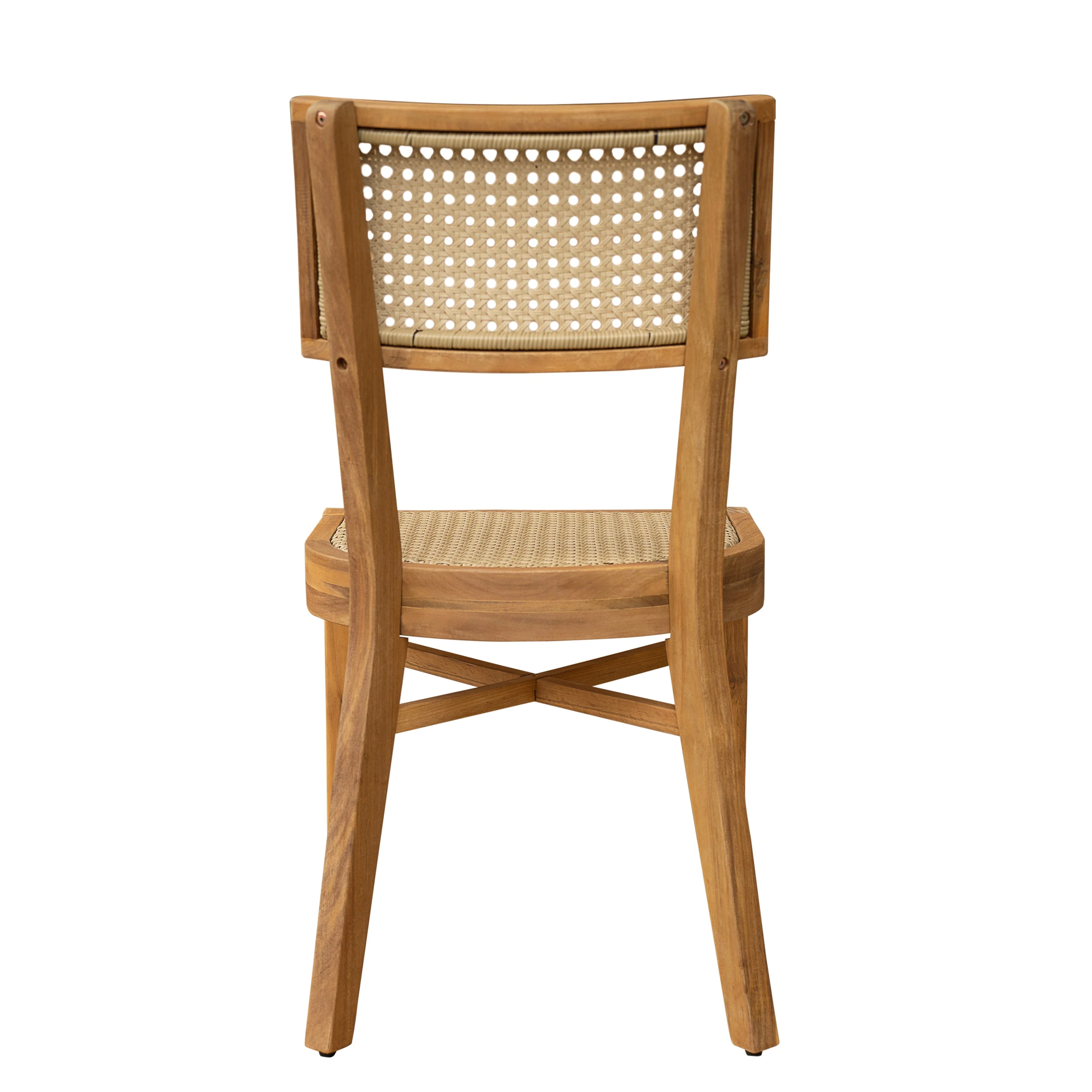 Netro Acacia Wood Dining Chair with Light Brown Wicker - Image 8