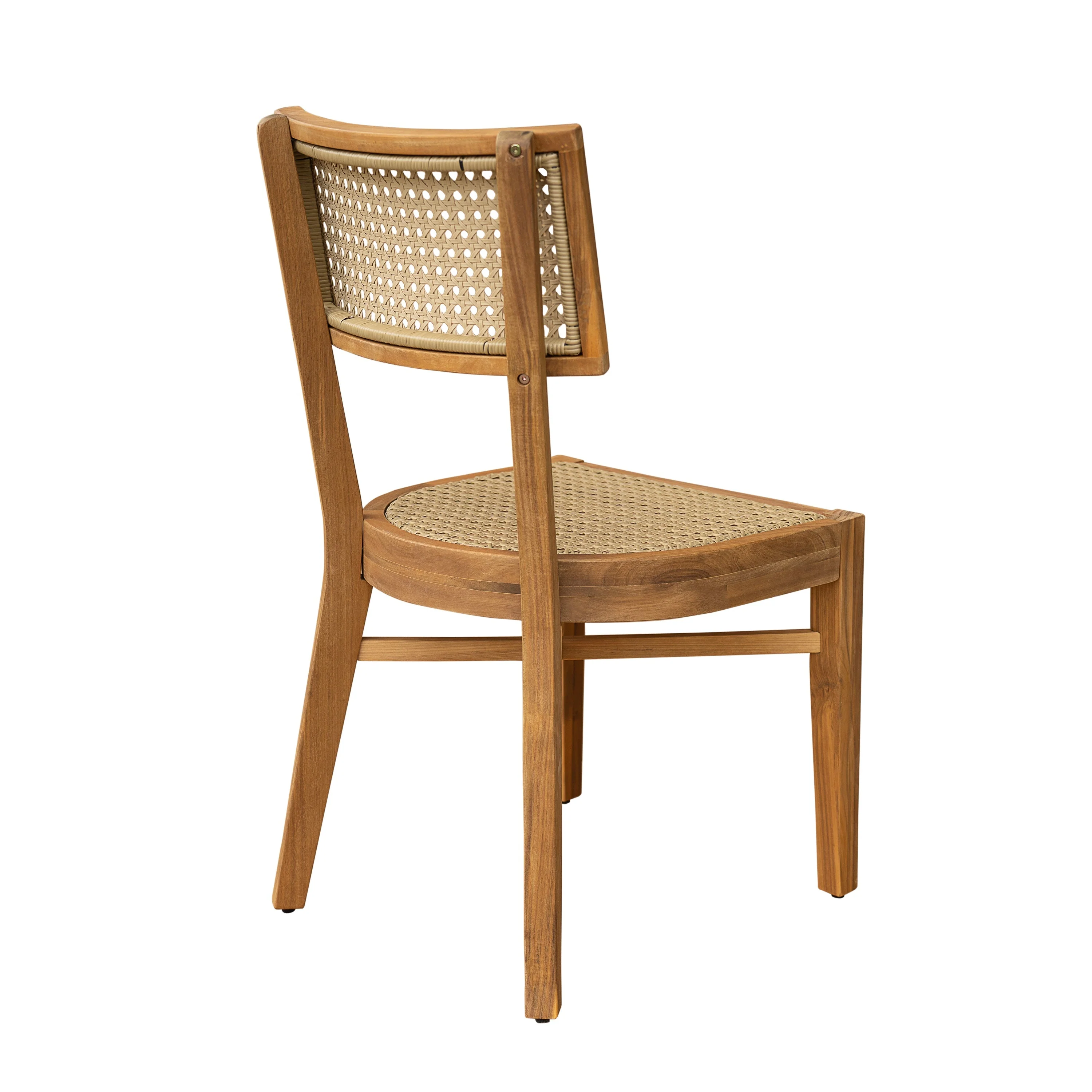 Netro Acacia Wood Dining Chair with Light Brown Wicker - Image 9