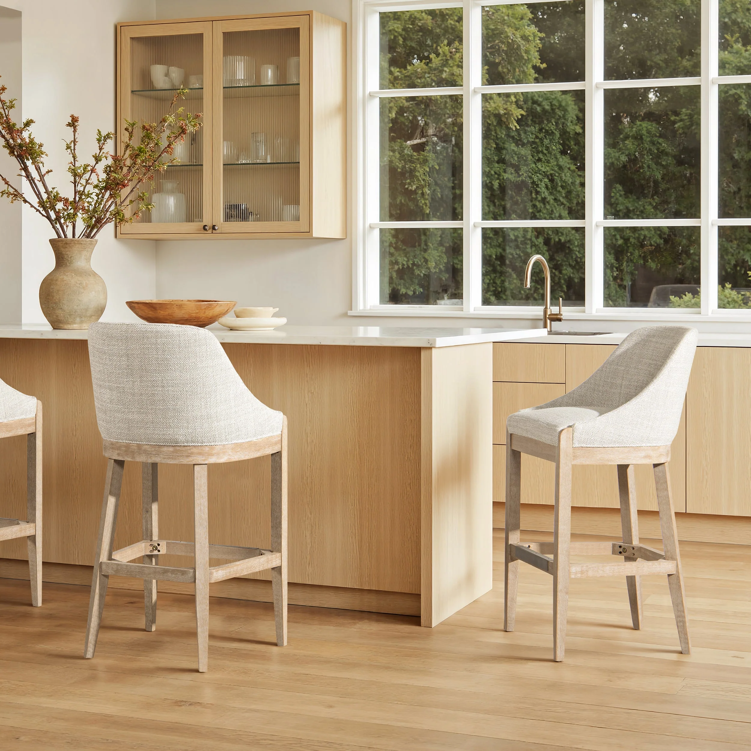 Newport 30.5' Coastal Curved Back Upholstered Barstool - Image 3