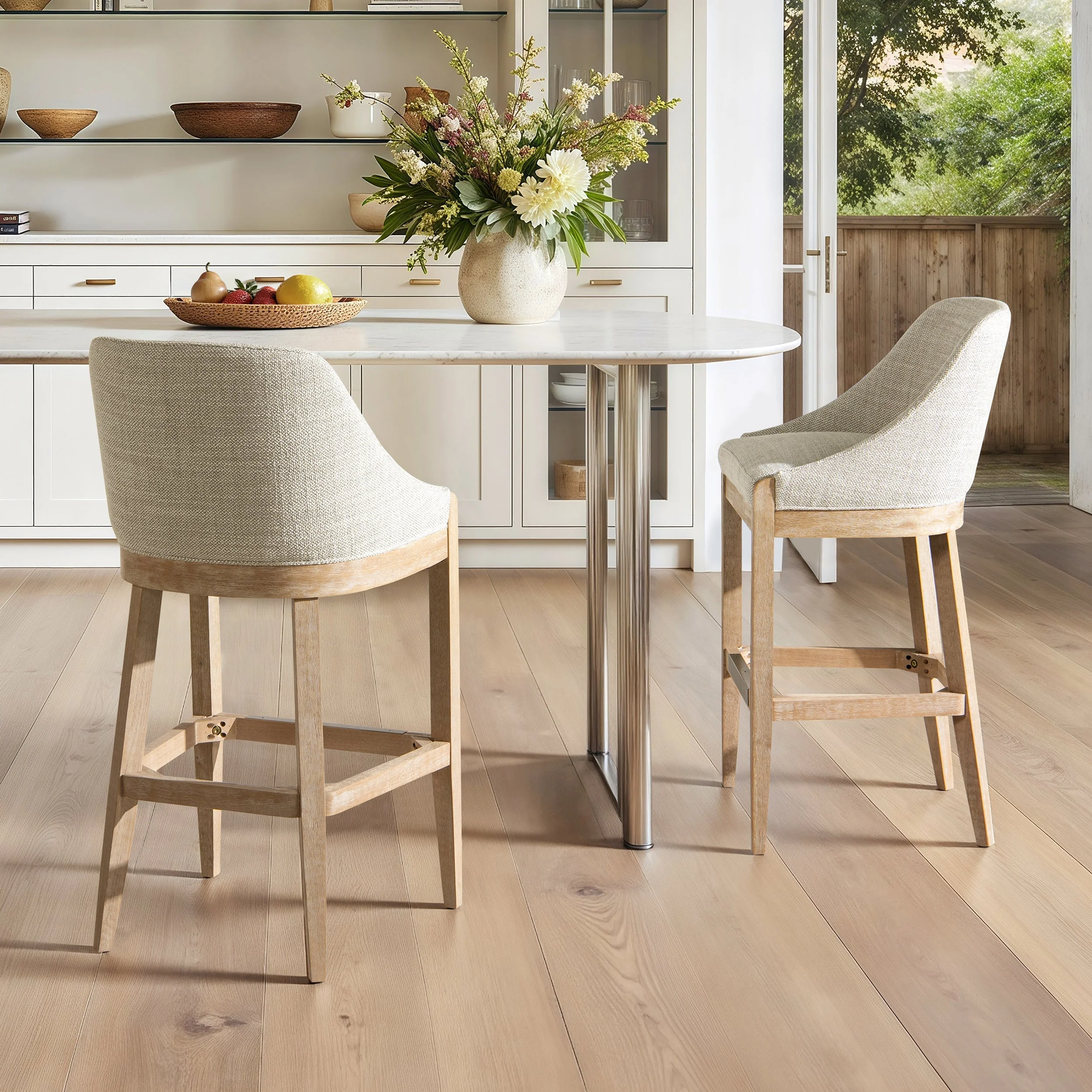 Newport 30.5' Coastal Curved Back Upholstered Barstool - Image 4