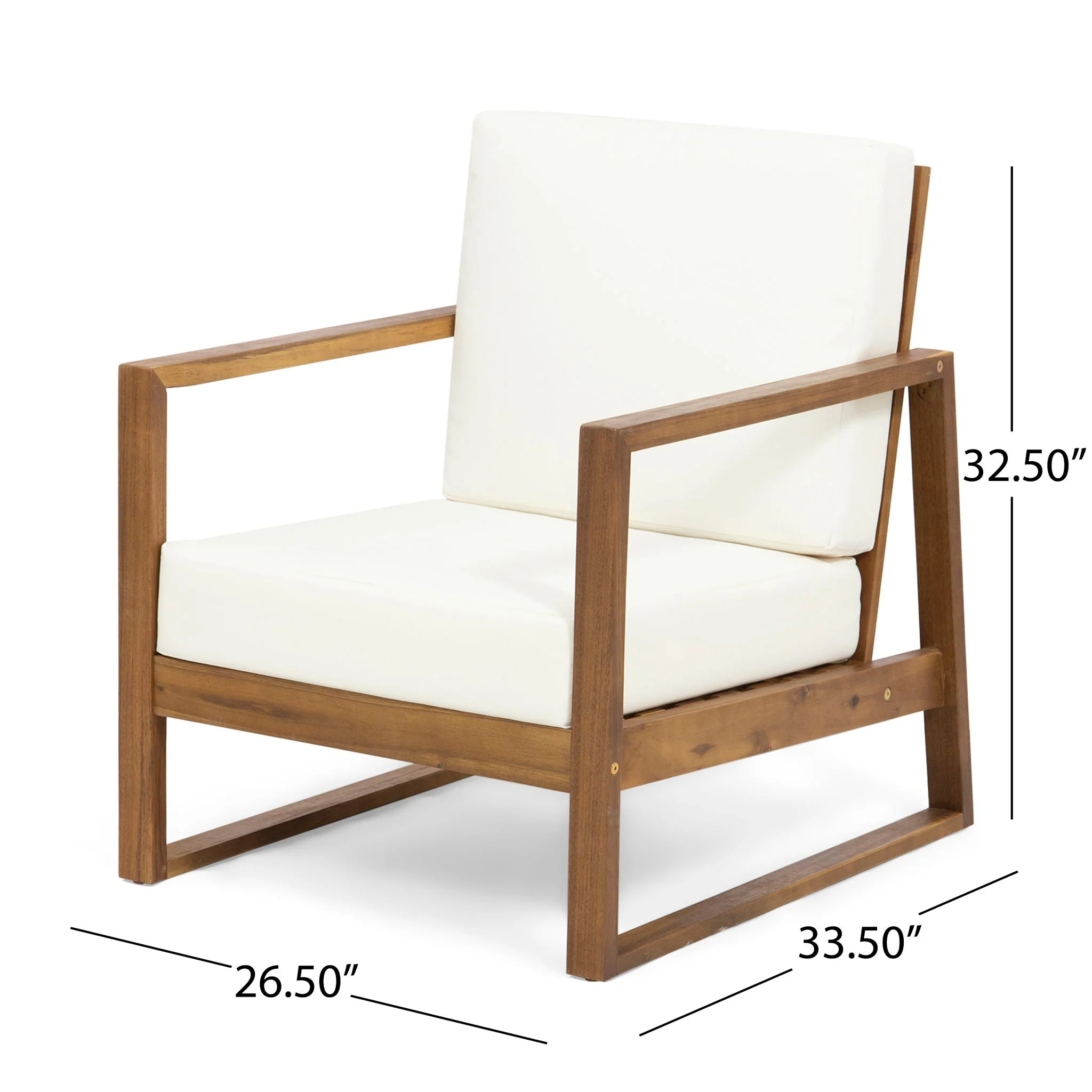 Nexusia Outdoor Acacia Wood Club Chair With Slat Design - Image 3