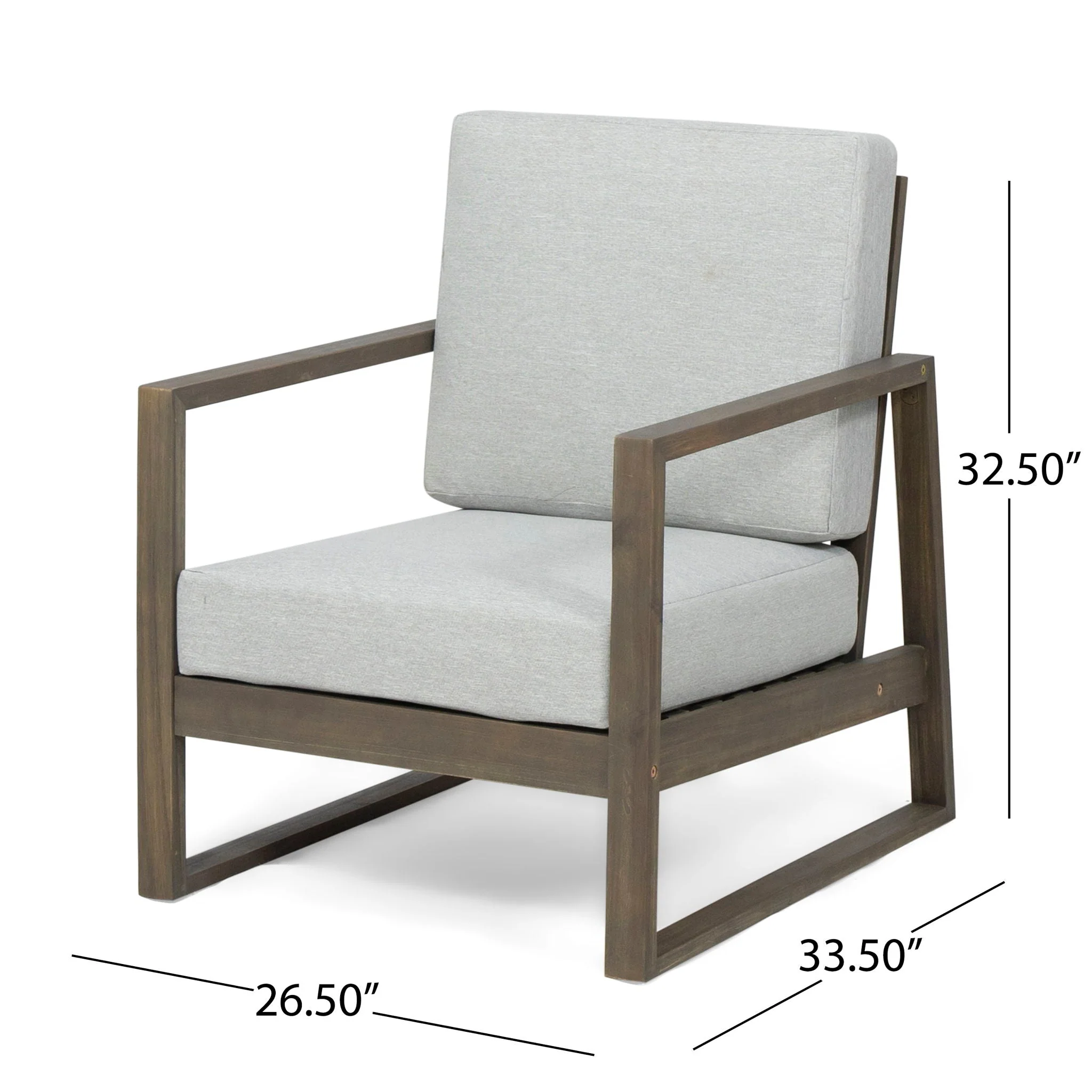 Nexusia Outdoor Acacia Wood Club Chair With Slat Design - Image 6