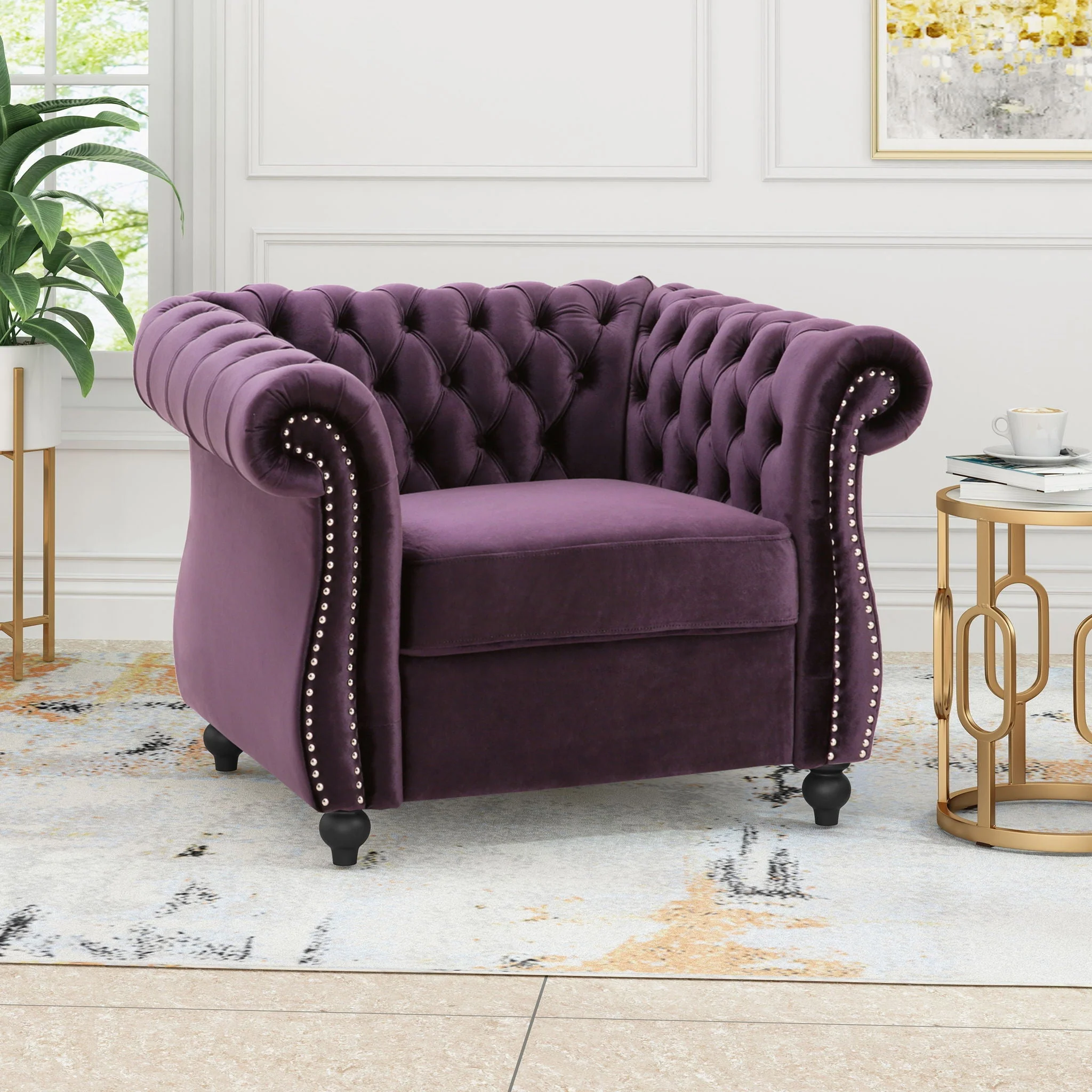 Nexuson - Upholstered Chesterfield Chair With Deep Tufted And Nailhead Trim - Image 10