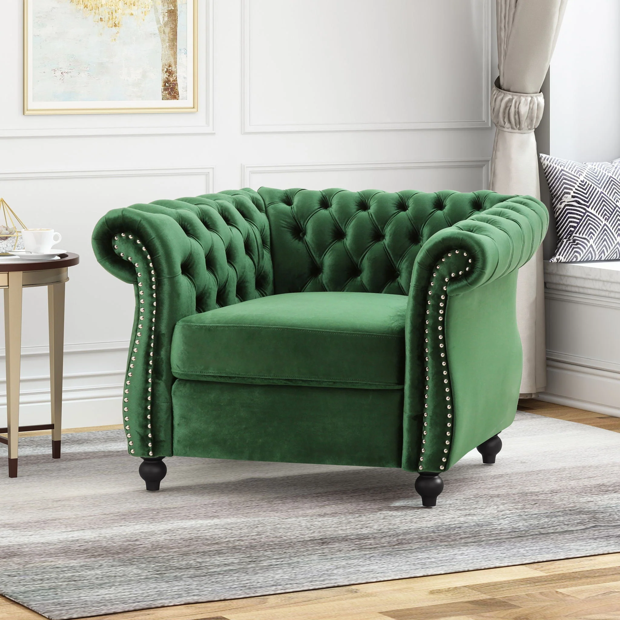 Nexuson - Upholstered Chesterfield Chair With Deep Tufted And Nailhead Trim - Image 14