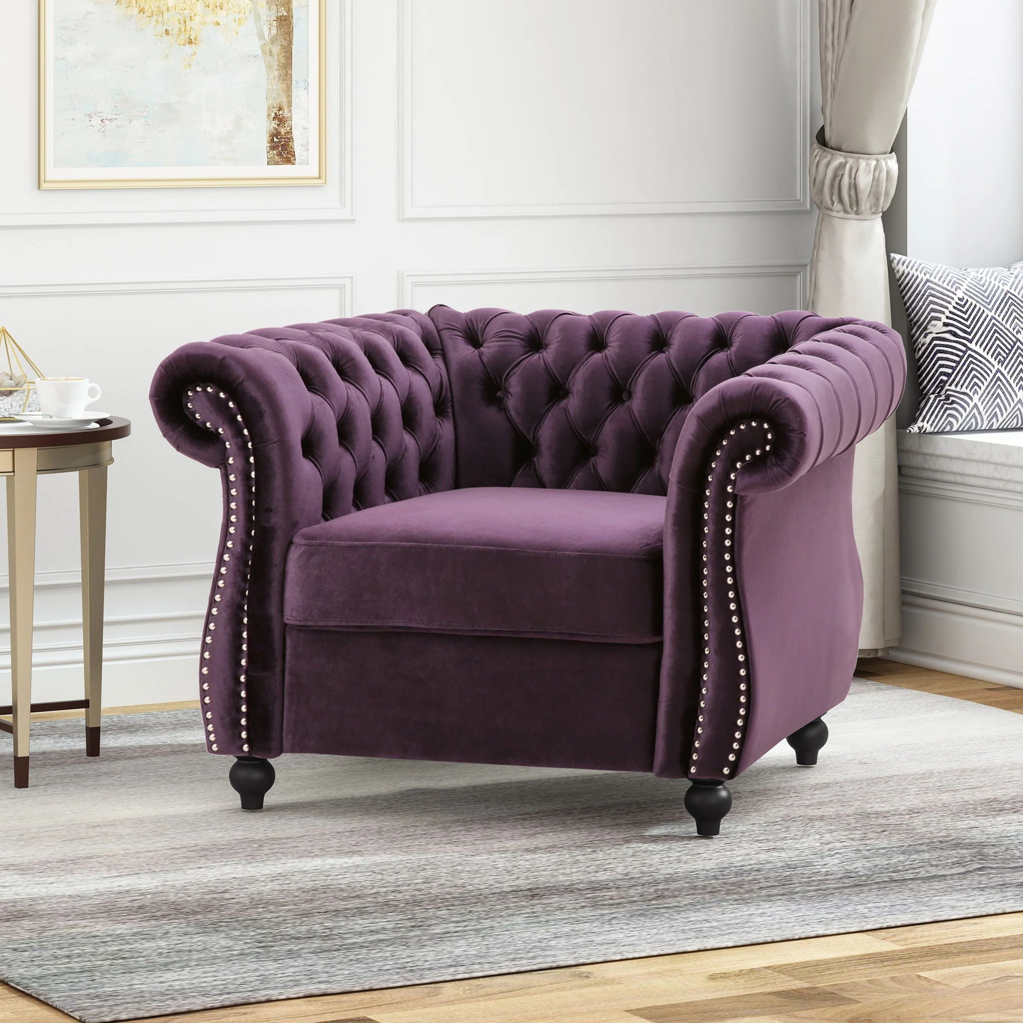 Nexuson - Upholstered Chesterfield Chair With Deep Tufted And Nailhead Trim - Image 16