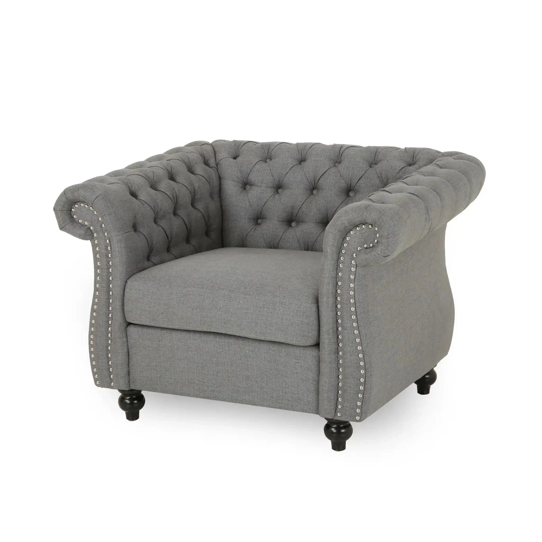Nexuson - Upholstered Chesterfield Chair With Deep Tufted And Nailhead Trim - Image 3