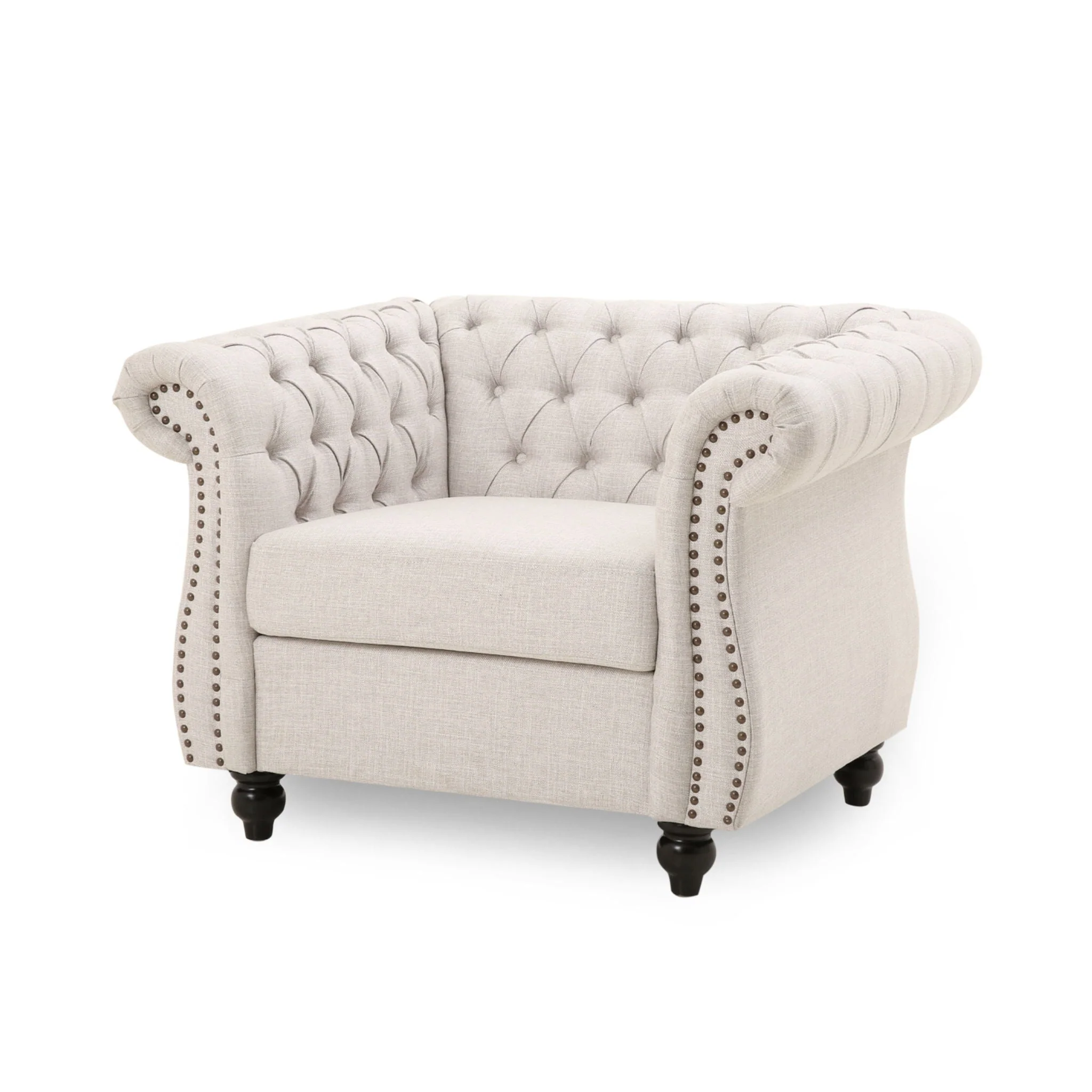 Nexuson - Upholstered Chesterfield Chair With Deep Tufted And Nailhead Trim - Image 4