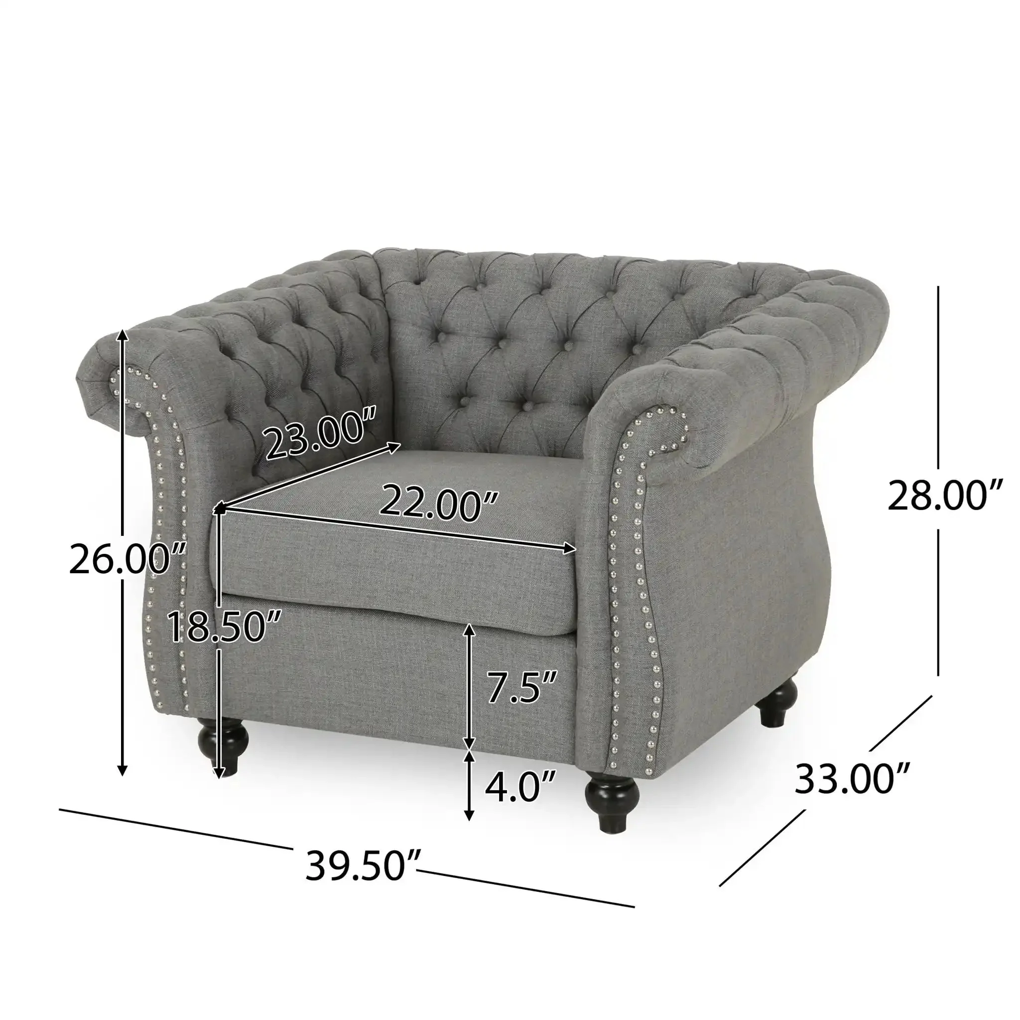 Nexuson - Upholstered Chesterfield Chair With Deep Tufted And Nailhead Trim - Image 5