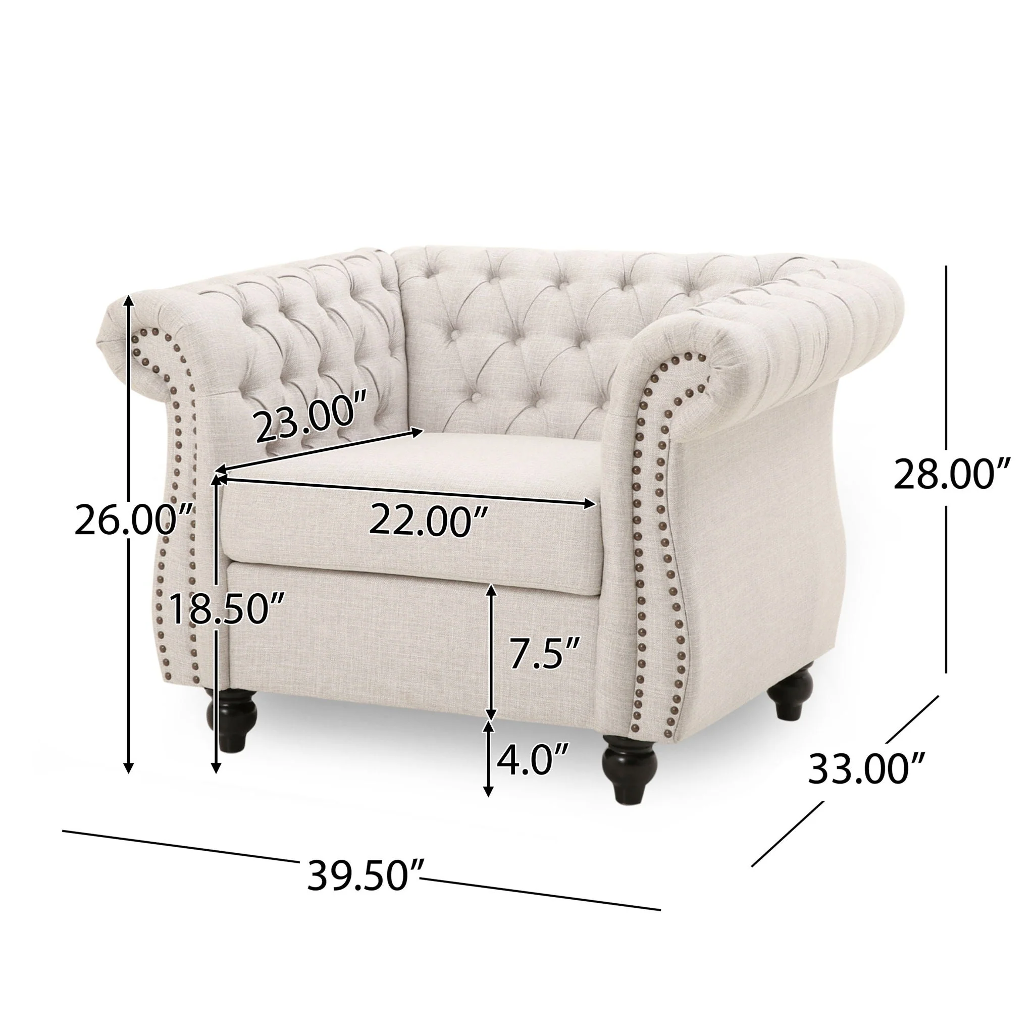 Nexuson - Upholstered Chesterfield Chair With Deep Tufted And Nailhead Trim - Image 7