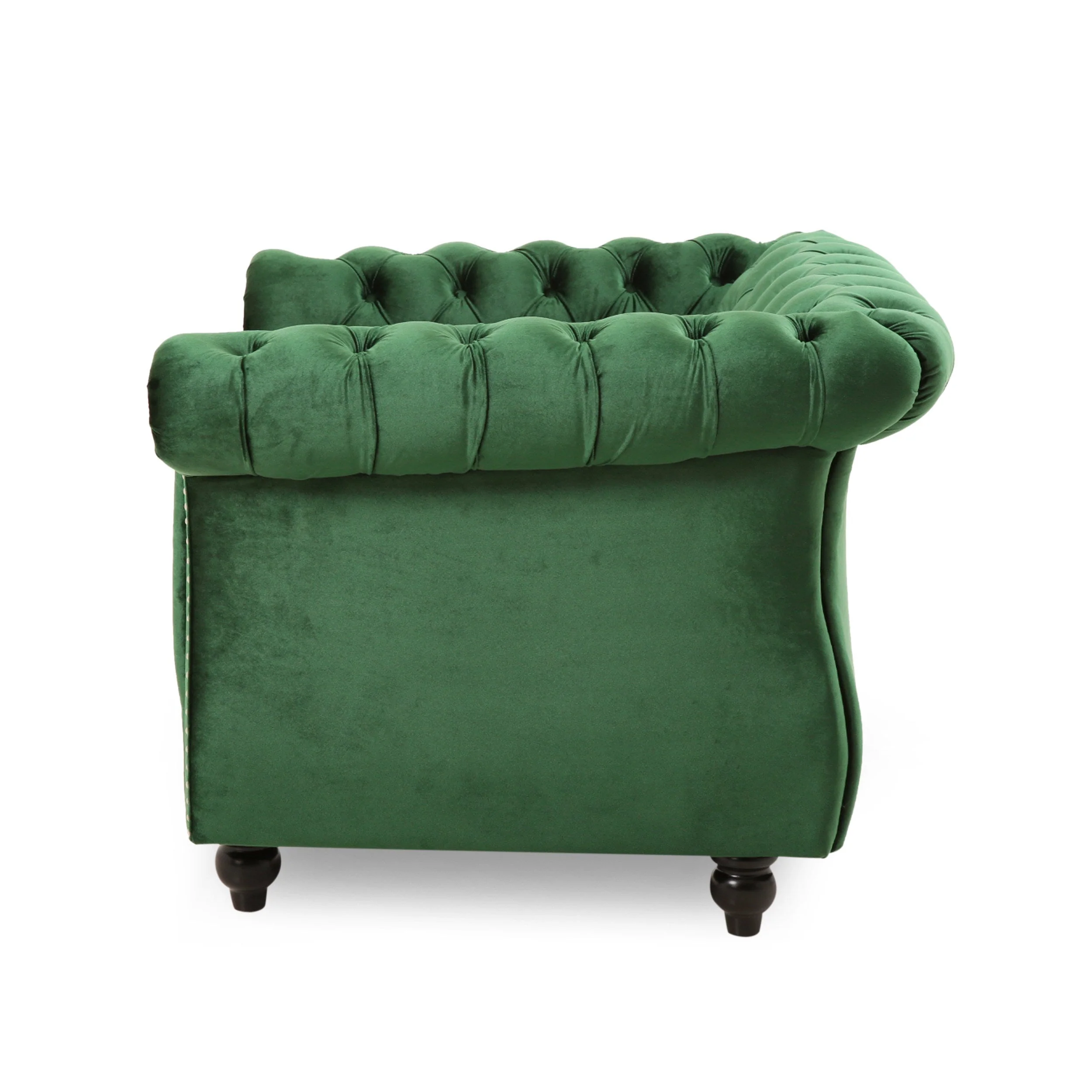Nexuson Upholstered Velvet Chesterfield Chair with Deep Tufted and Nailhead Trim, Emerald - Image 6
