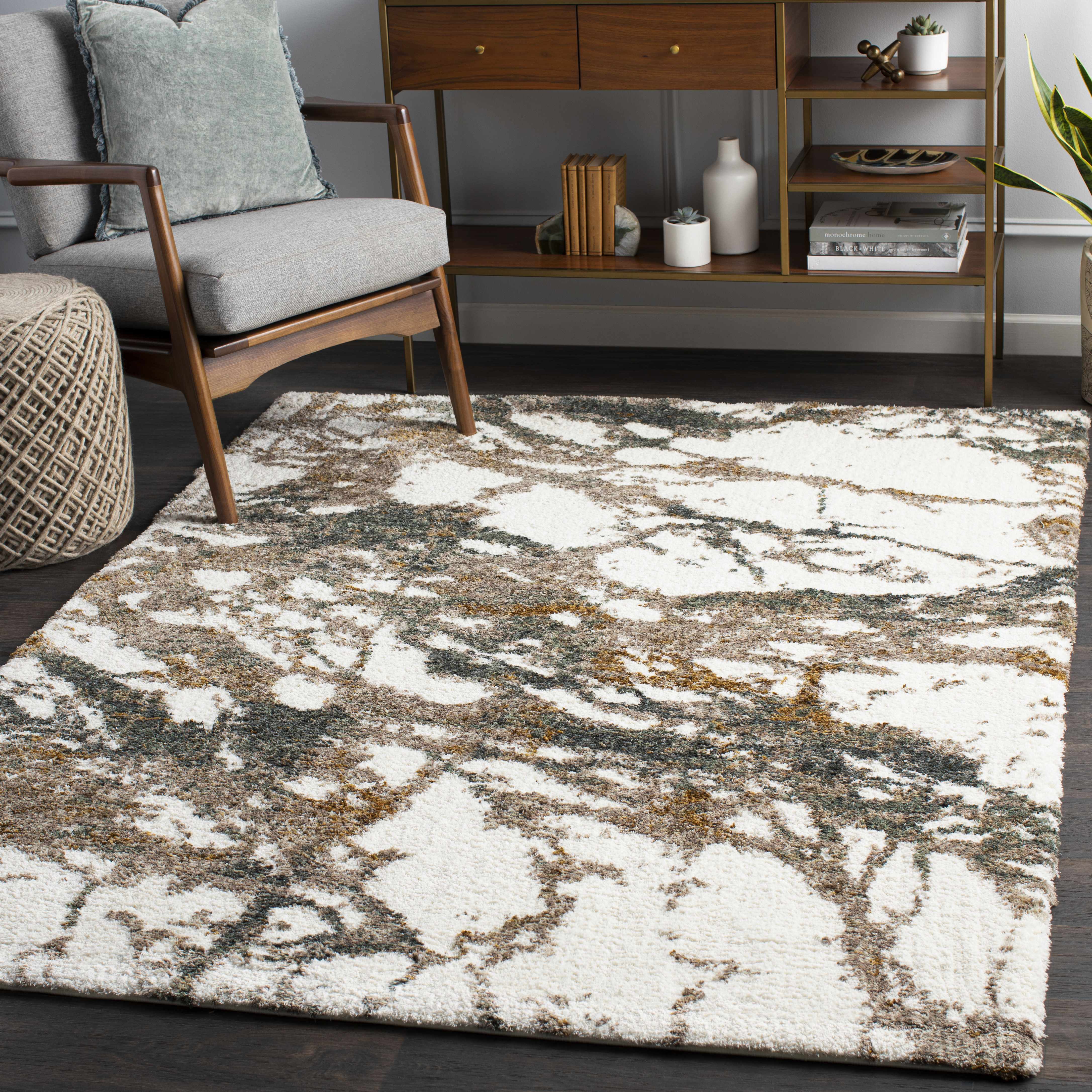 Ngunnawal Cream/Brown Marble Plush Rug - Image 2