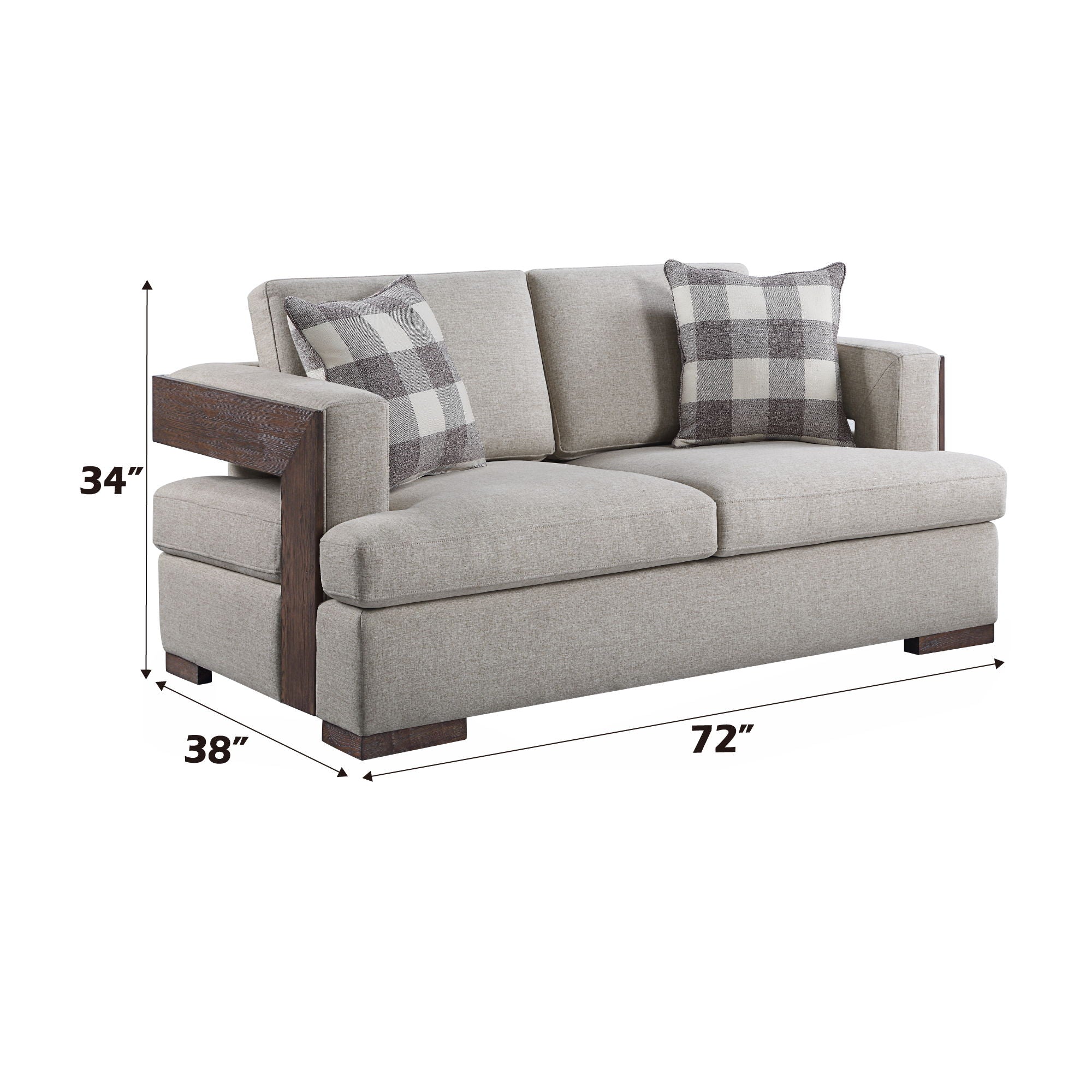 Niamey - Loveseat With 2 Toss Pillows - Walnut - Image 4