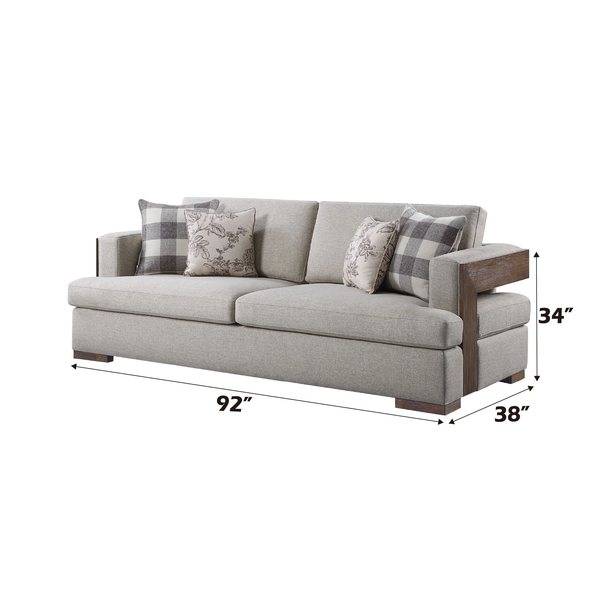 Niamey - Sofa With 4 Toss Pillows - Walnut - Image 2