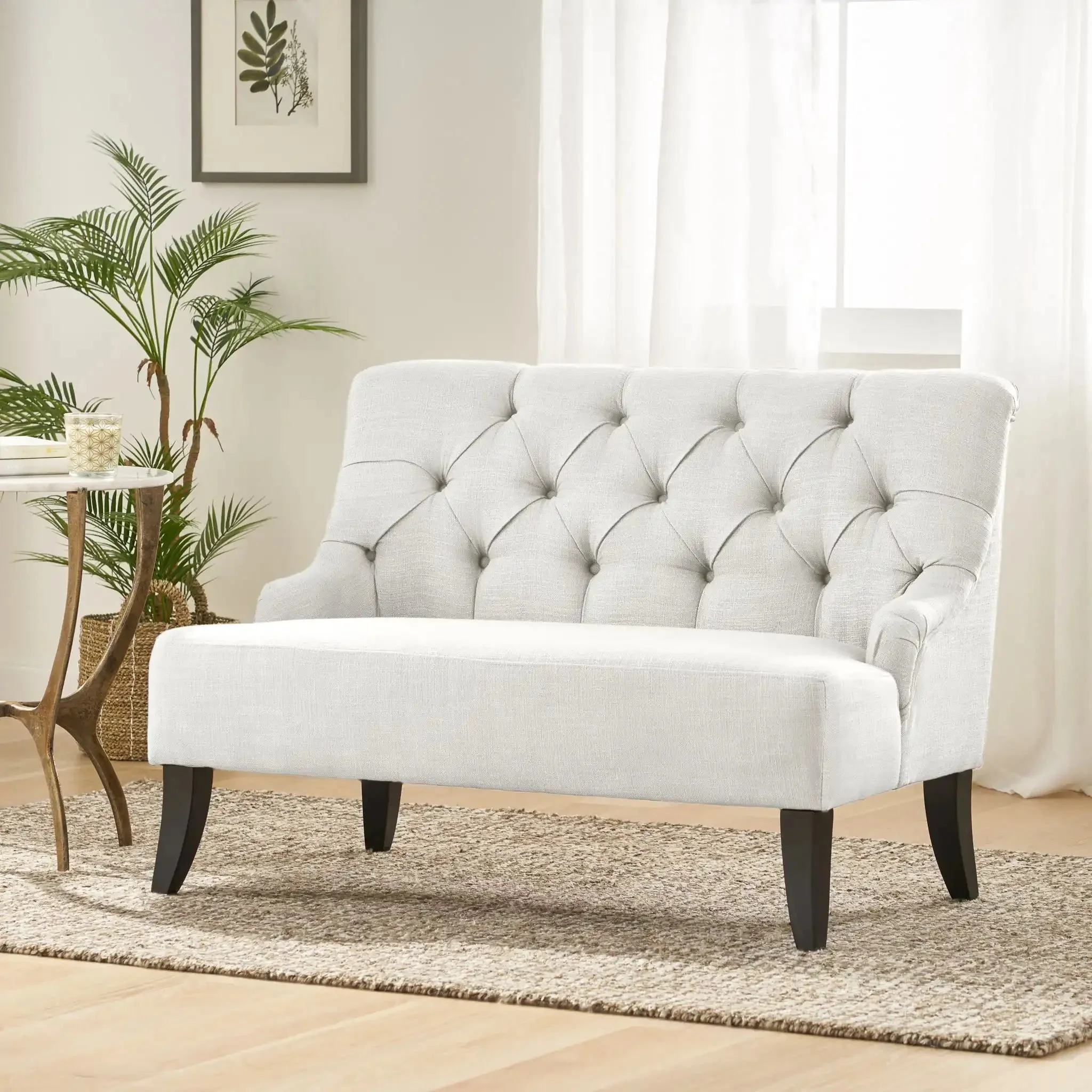 Nicole - French Style Upholstered Loveseat With Tufted Backrest - Image 3