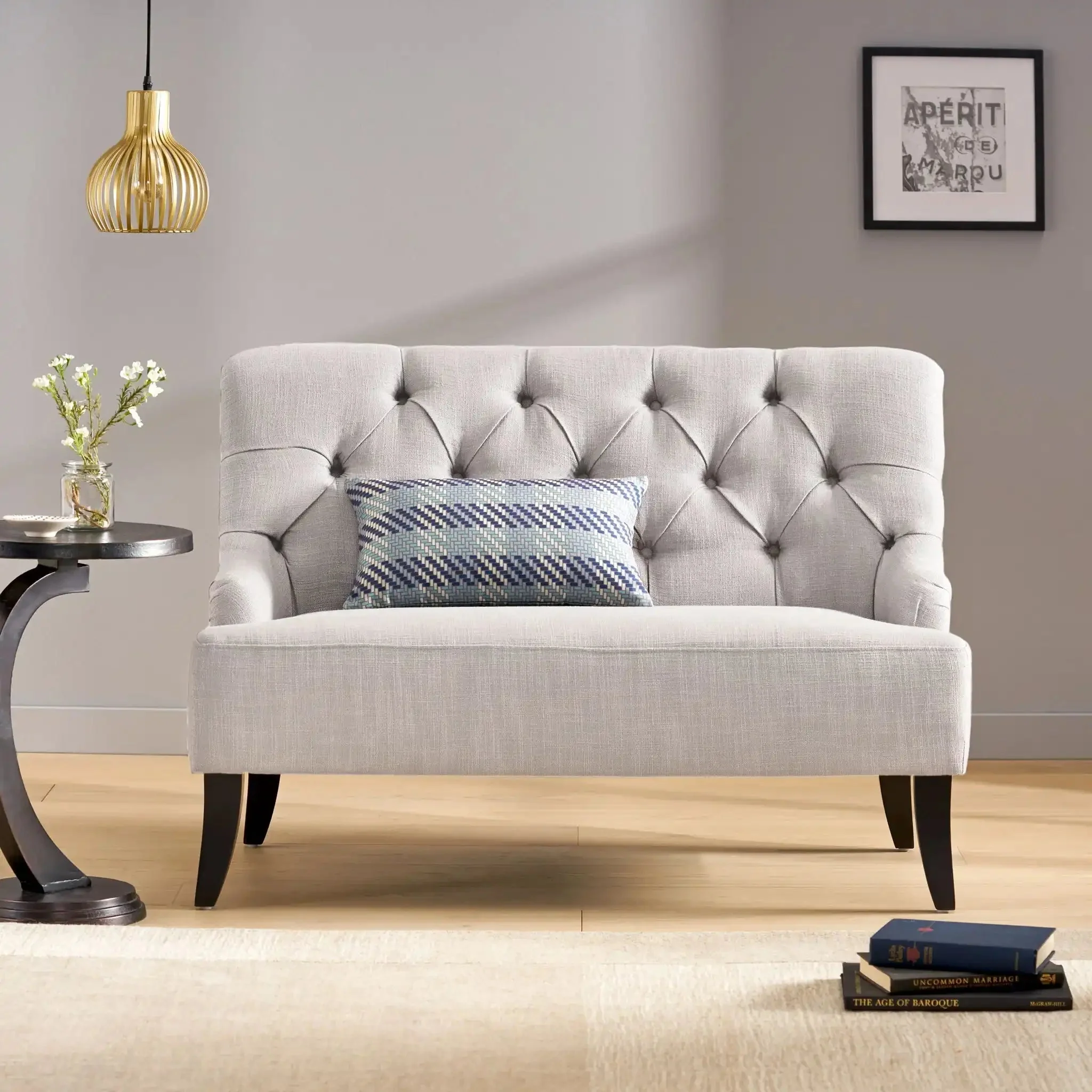 Nicole - French Style Upholstered Loveseat With Tufted Backrest - Image 4
