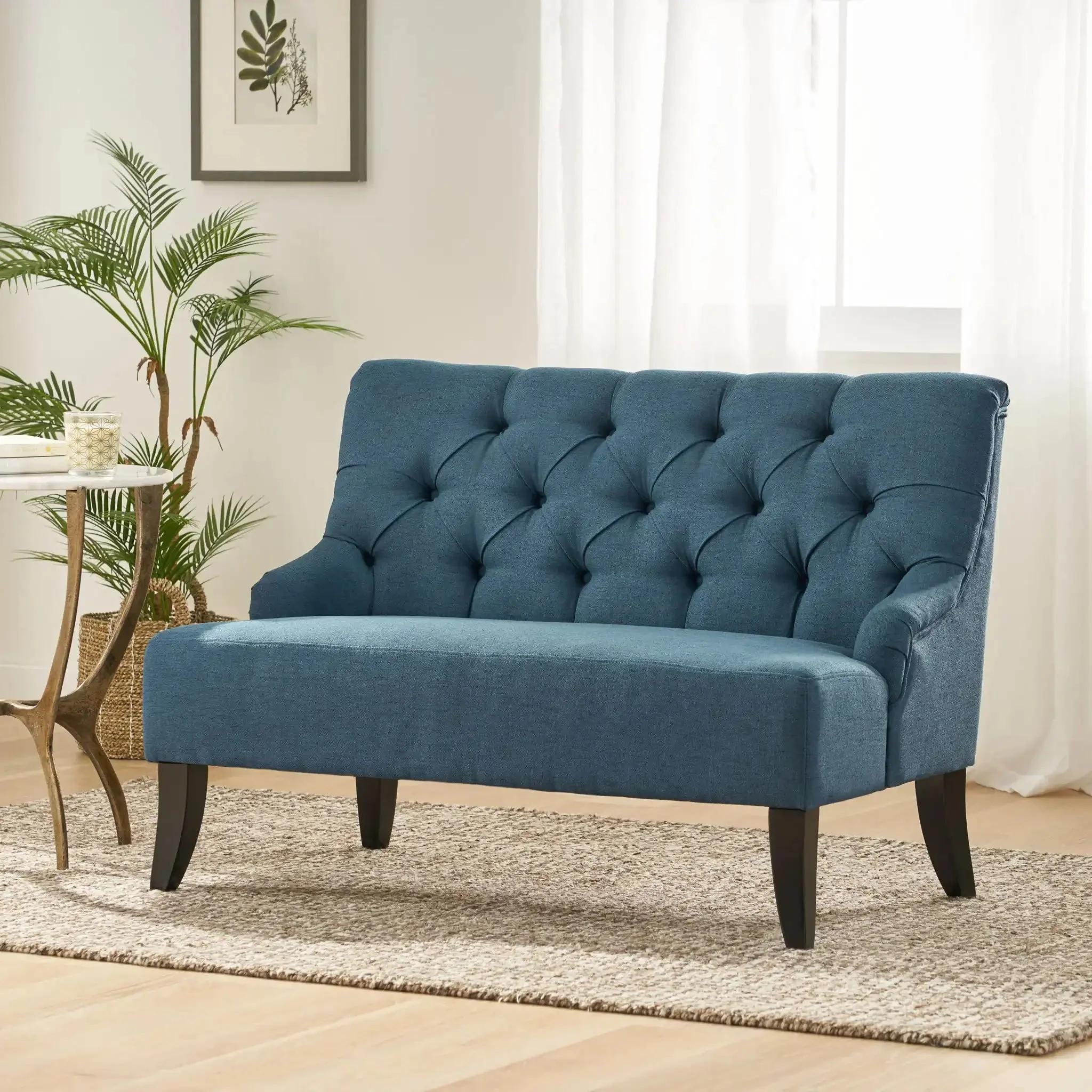 Nicole - French Style Upholstered Loveseat With Tufted Backrest - Image 7